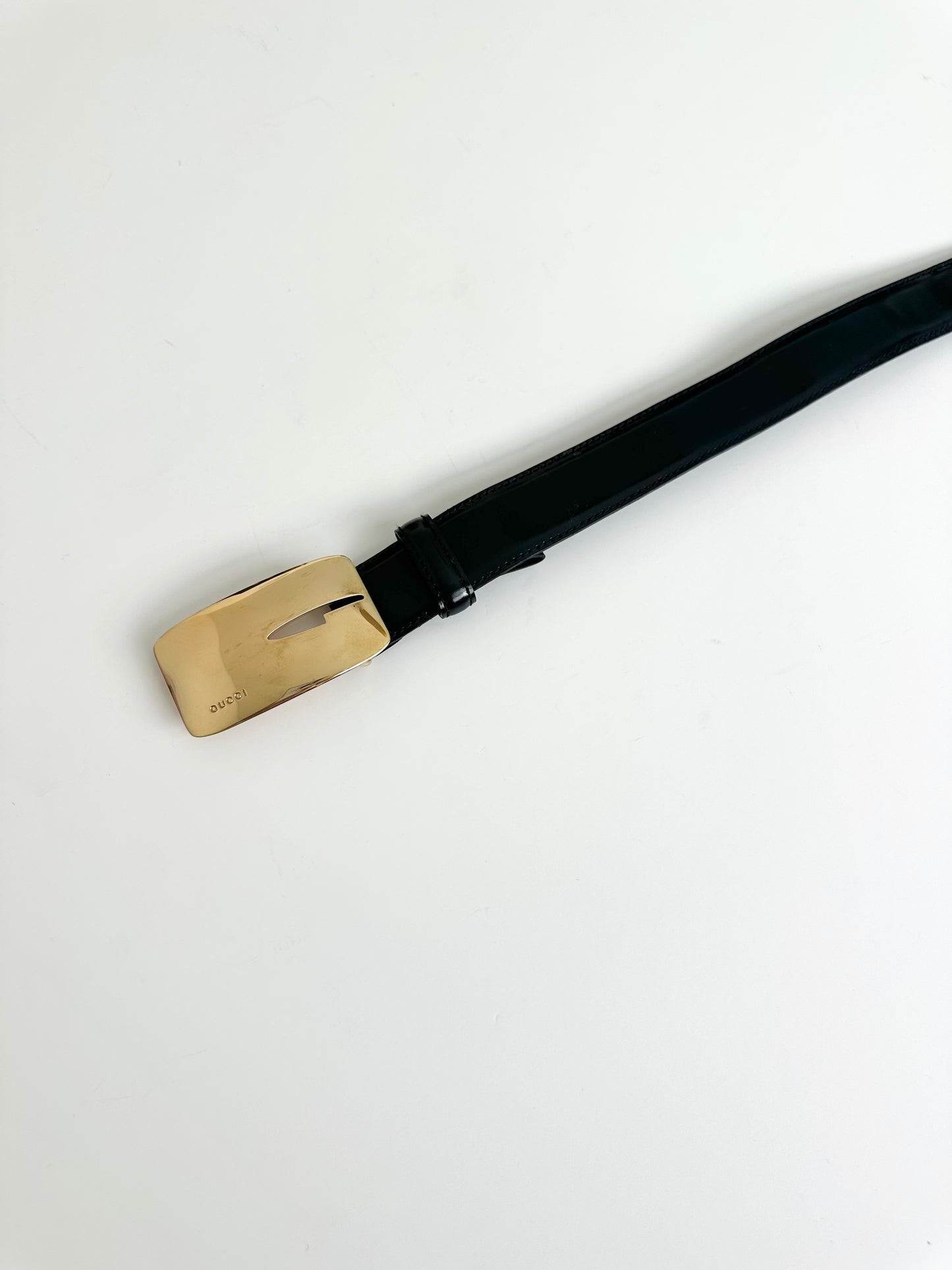 Gucci Patent Leather Gold G Belt 75