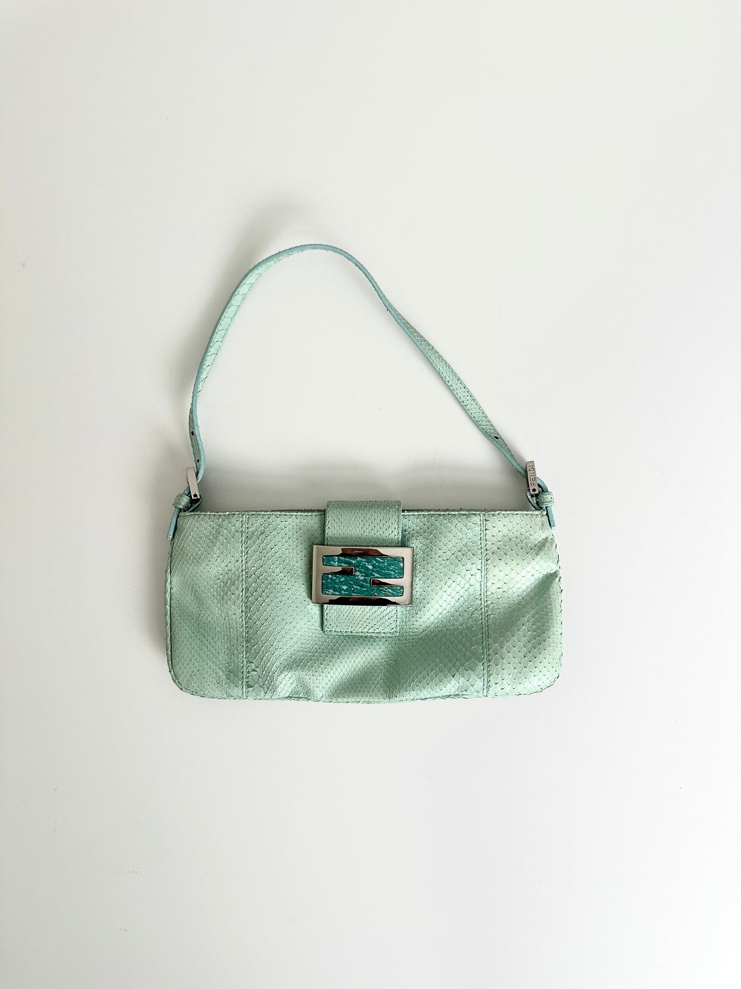 Fendi Light Blue Python Leather Bag