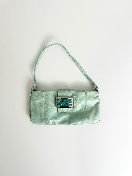Fendi Light Blue Python Leather Bag