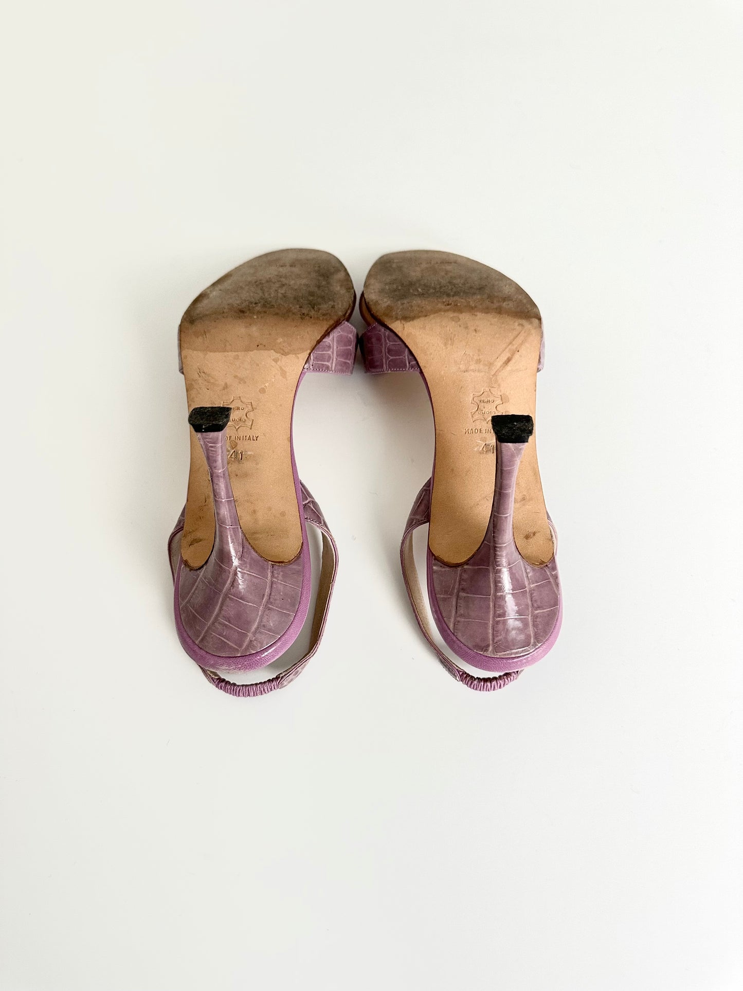 Manolo Blahnik Purple Croc Callasli Slingback 41