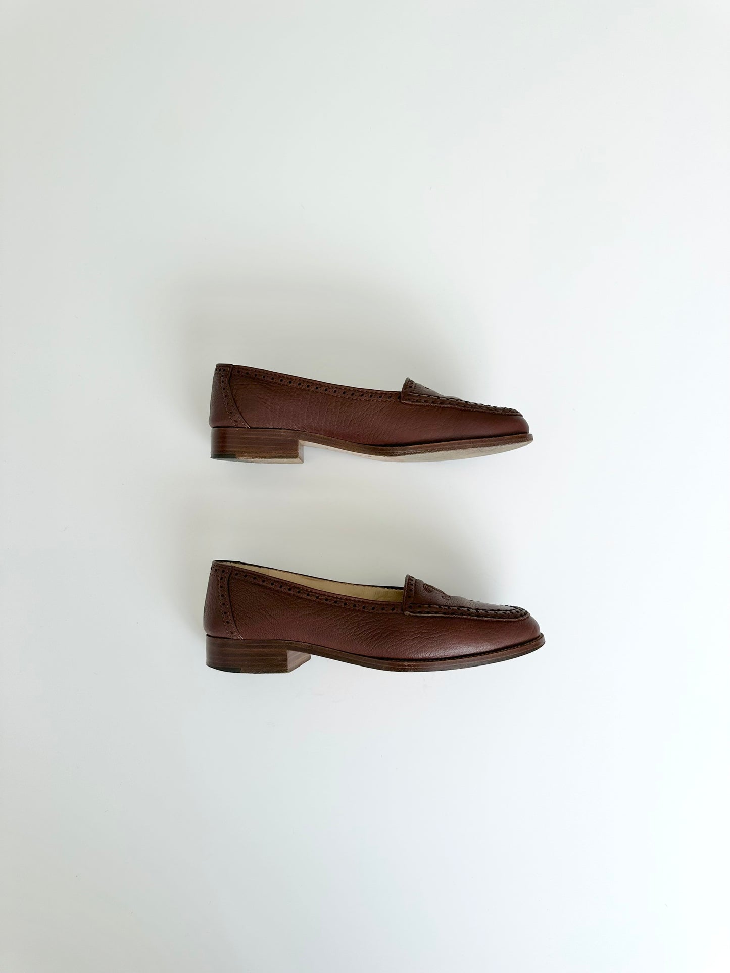 Chanel Brown Leather Loafers 35.5