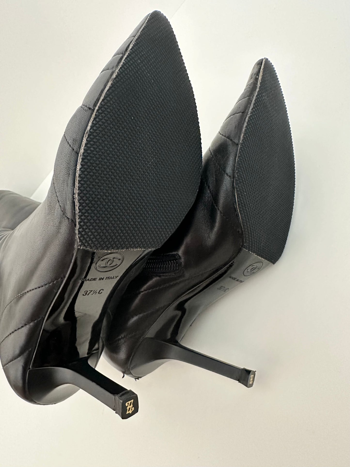 Chanel Black Turnlock Boots 37.5