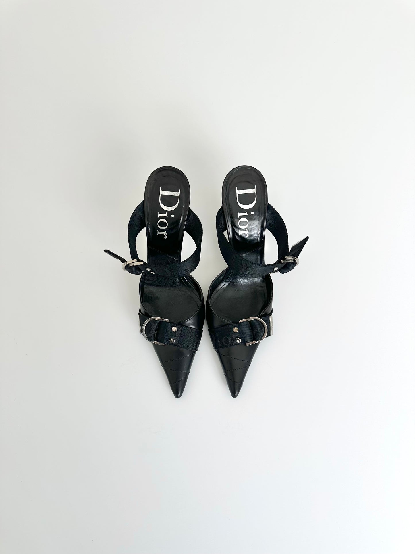 Dior Black Bondage Strap Mules 38