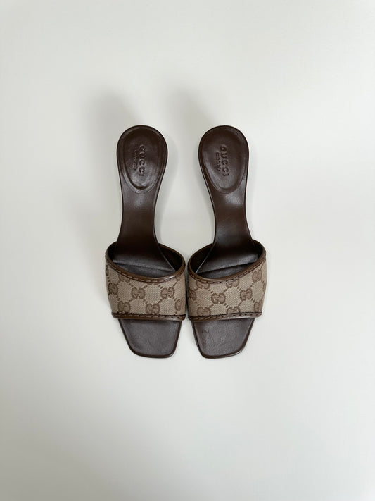 Gucci Monogram Flat Sandals 37