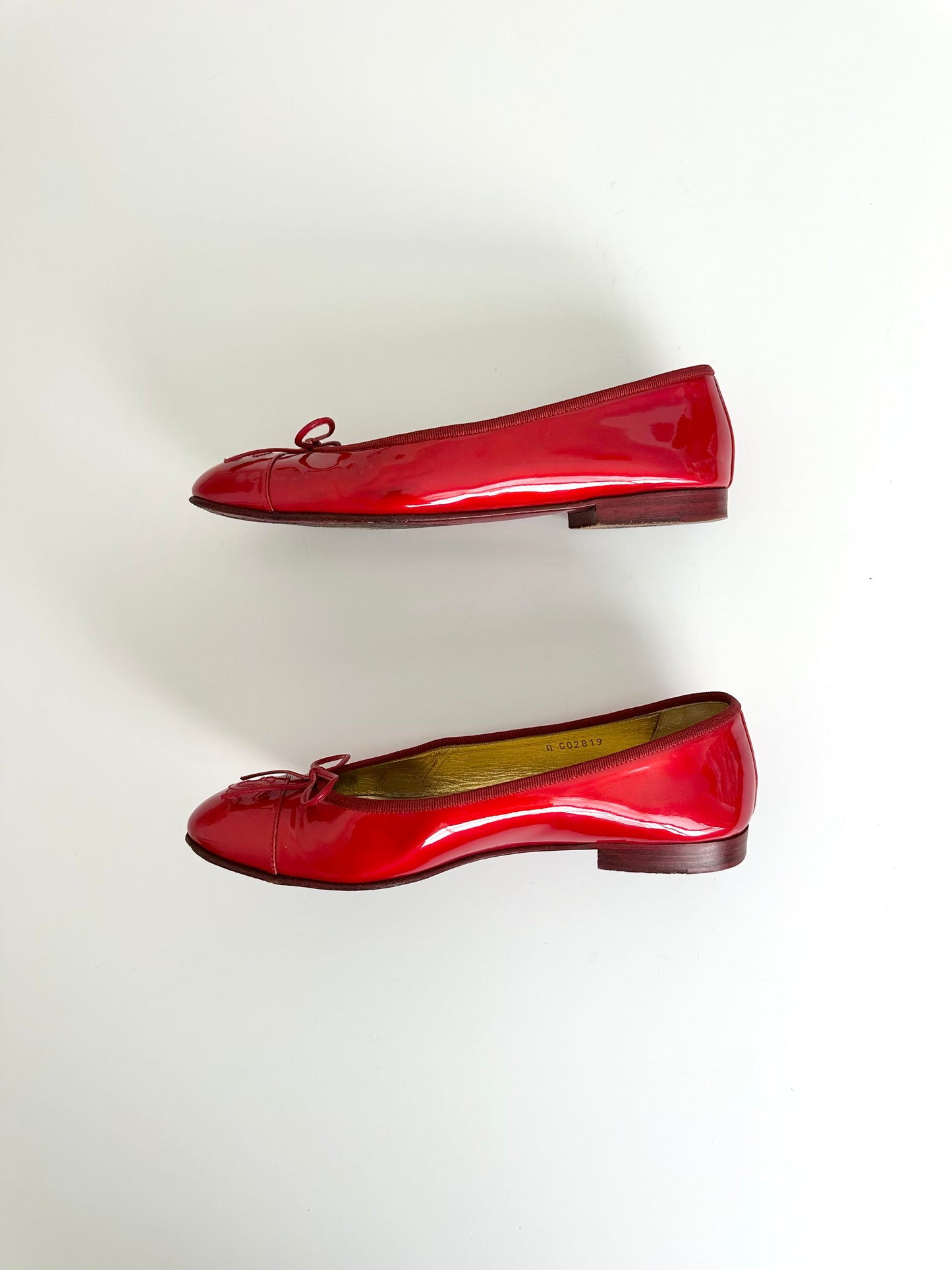 Chanel Red Patent Ballet Flats 37.5