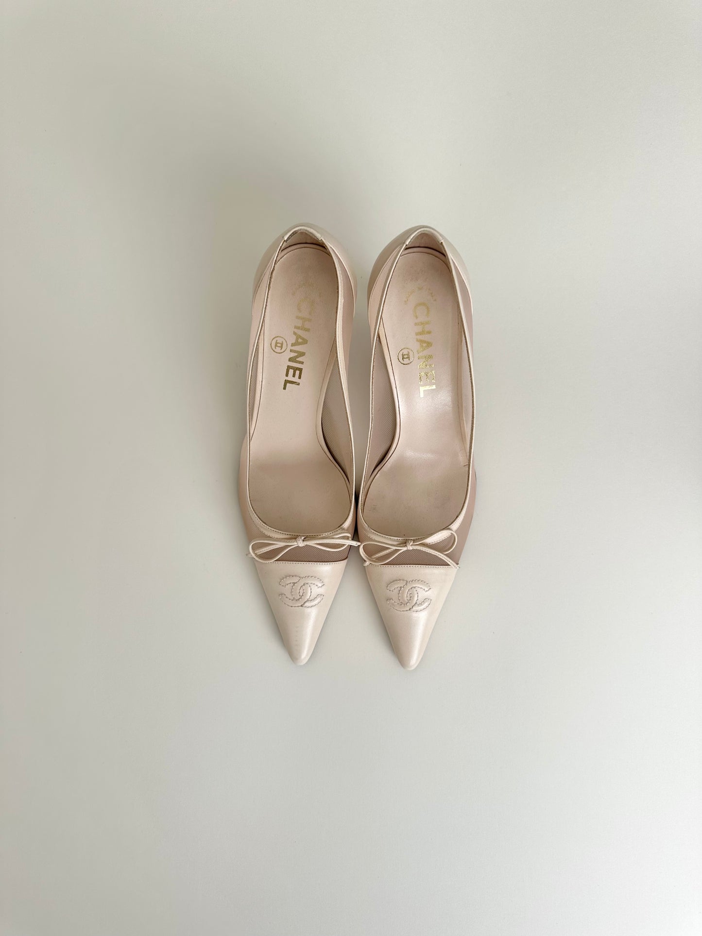 Chanel Light Pink Mesh Pumps 37
