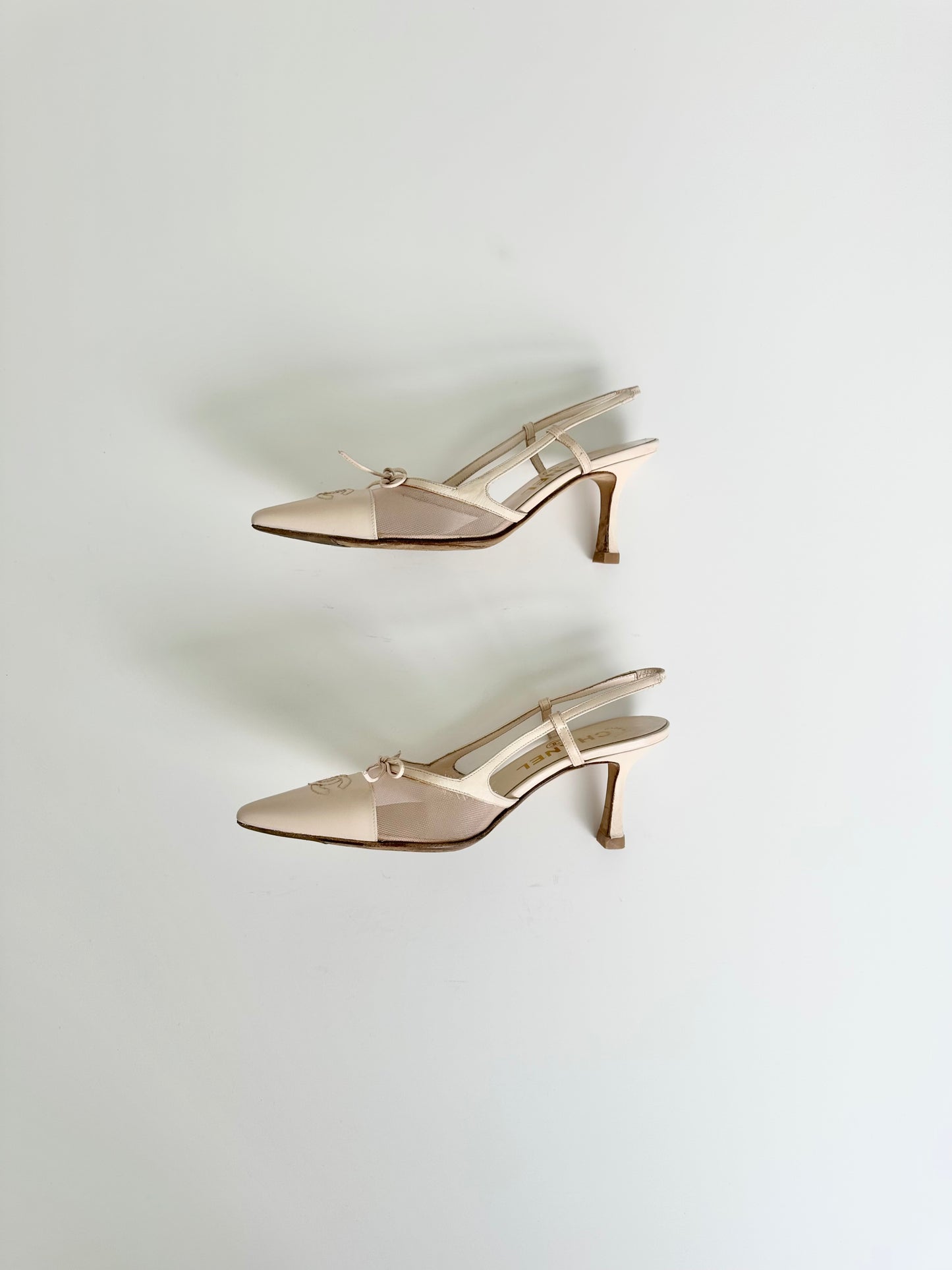 Chanel Light Pink Mesh Slingbacks 34