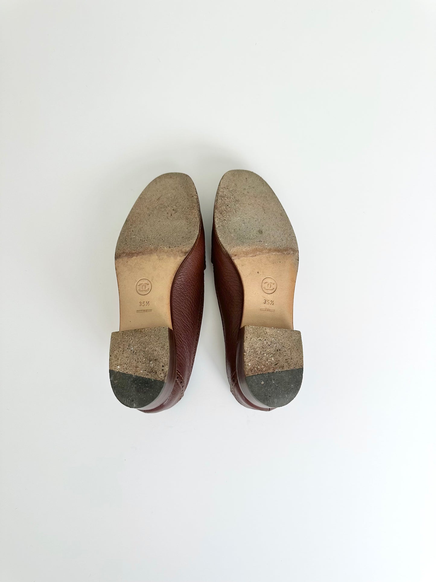 Chanel Brown Leather Loafers 35.5
