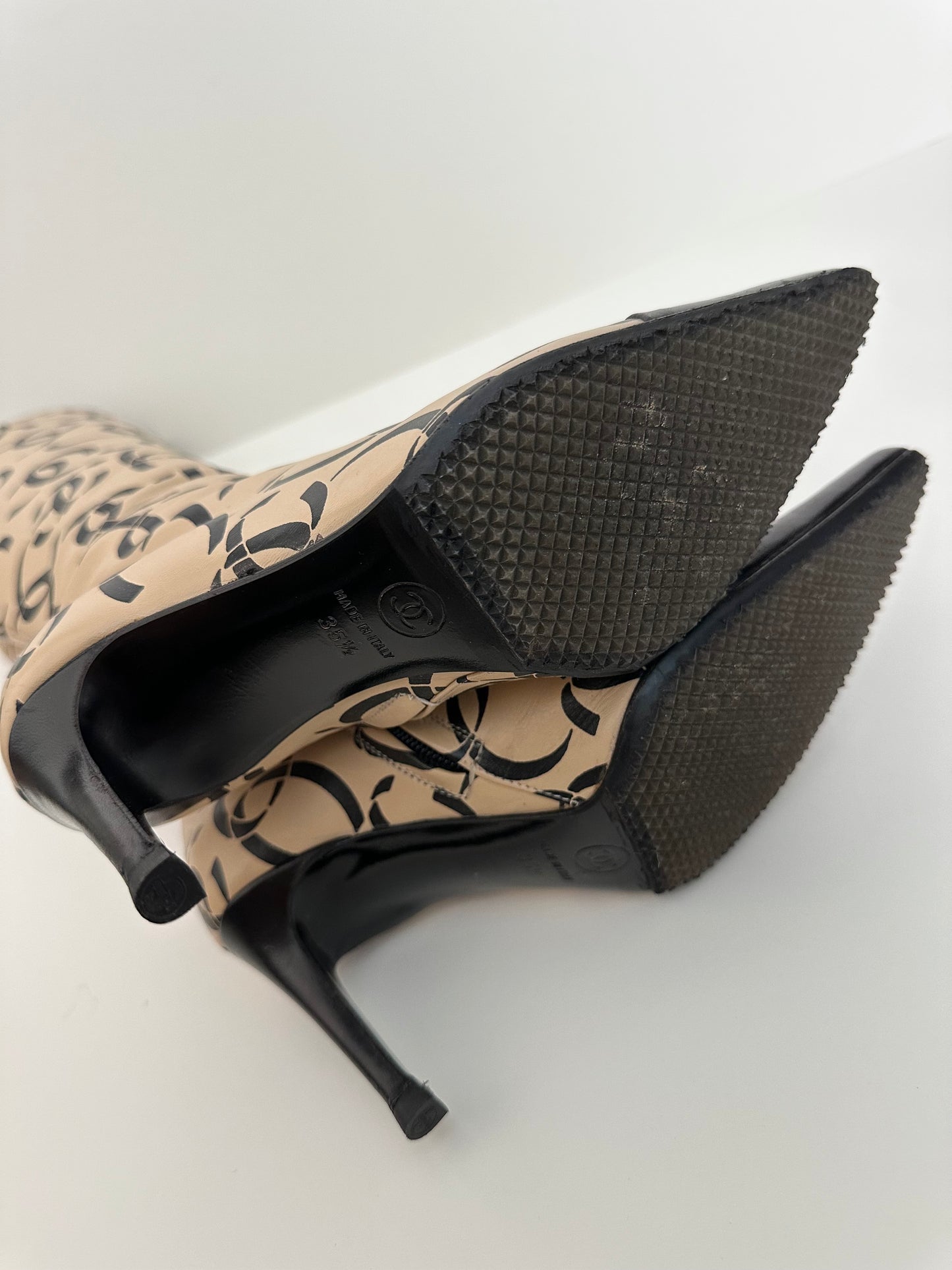 Chanel 2000 Logo Runway Boots 35.5