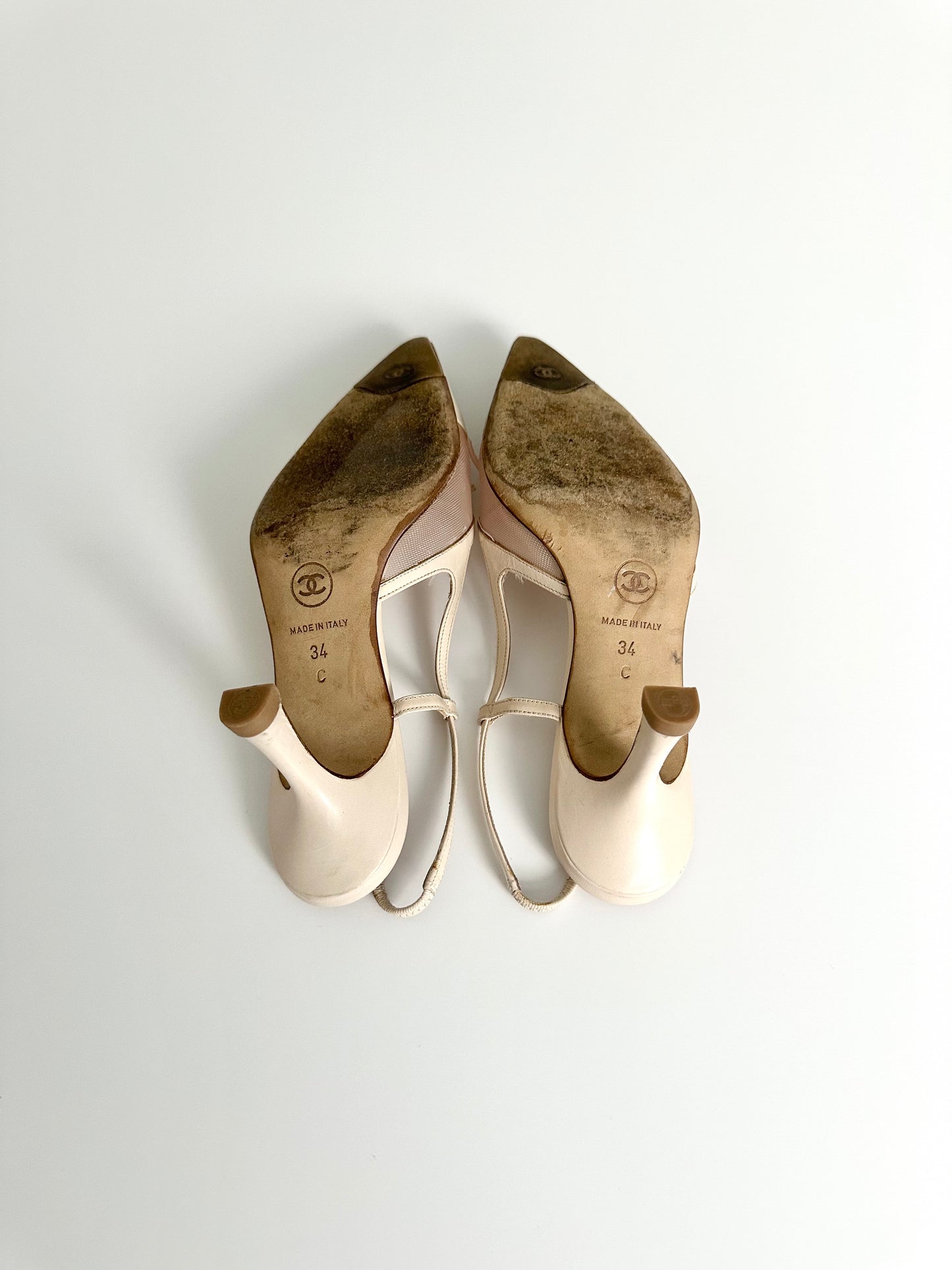 Chanel Light Pink Mesh Slingbacks 34