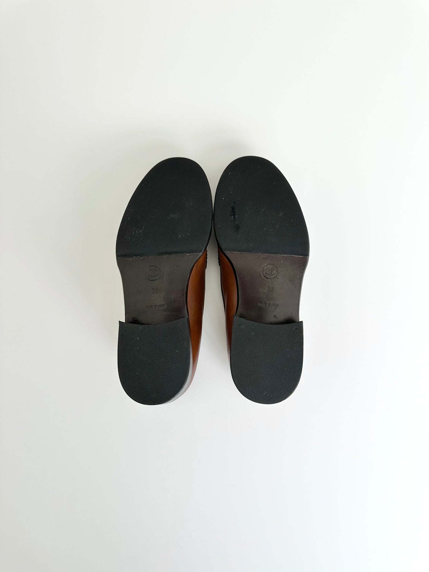 Chanel Light Brown Leather Loafers 38