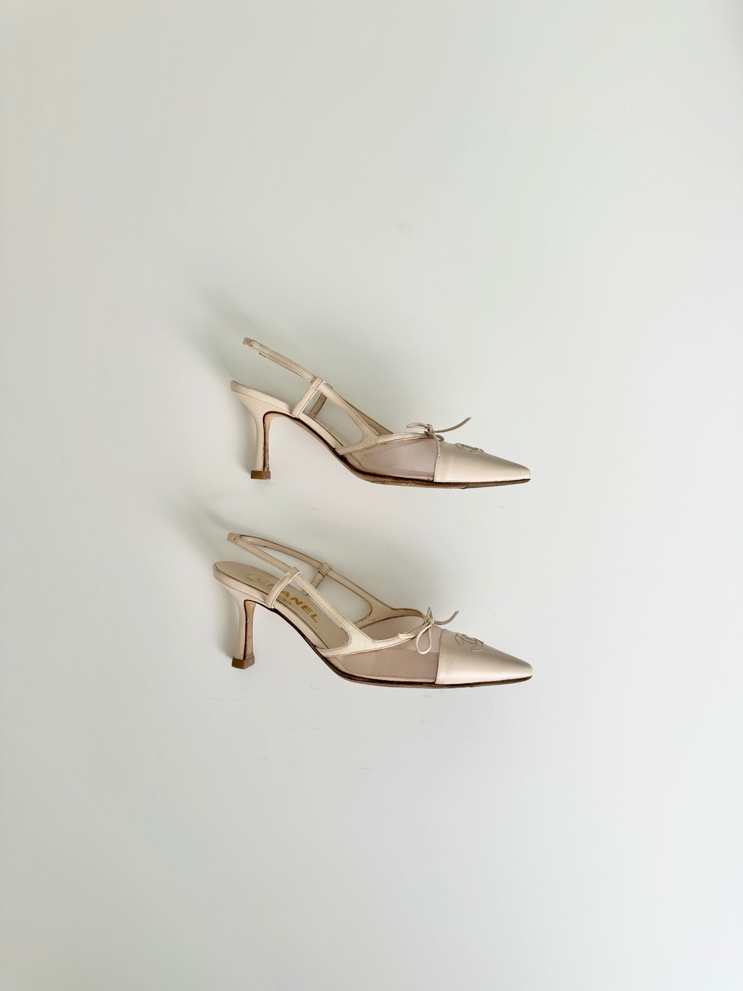 Chanel Light Pink Mesh Slingbacks 34