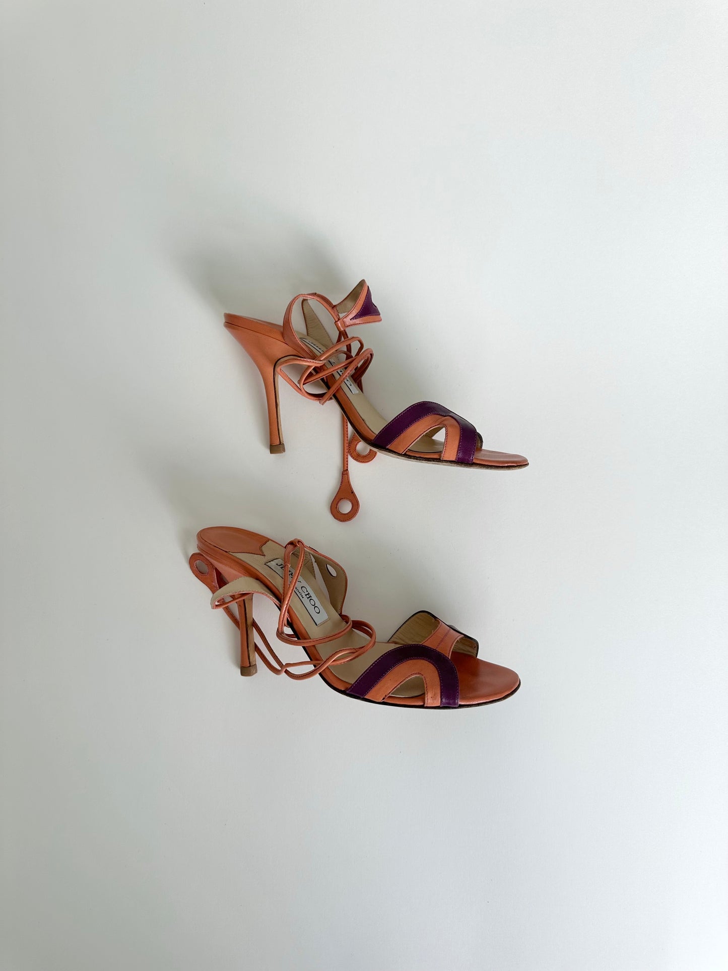 Jimmy Choo Orange Tie Up Sandals 38