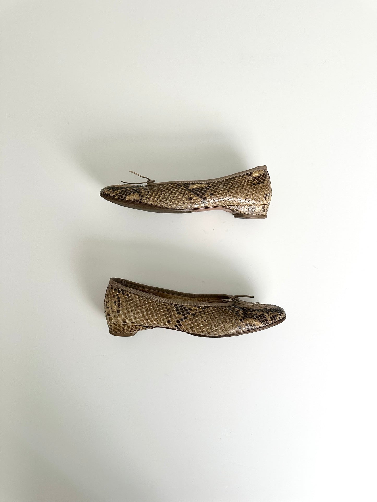 Chanel Beige Python Flats 38.5