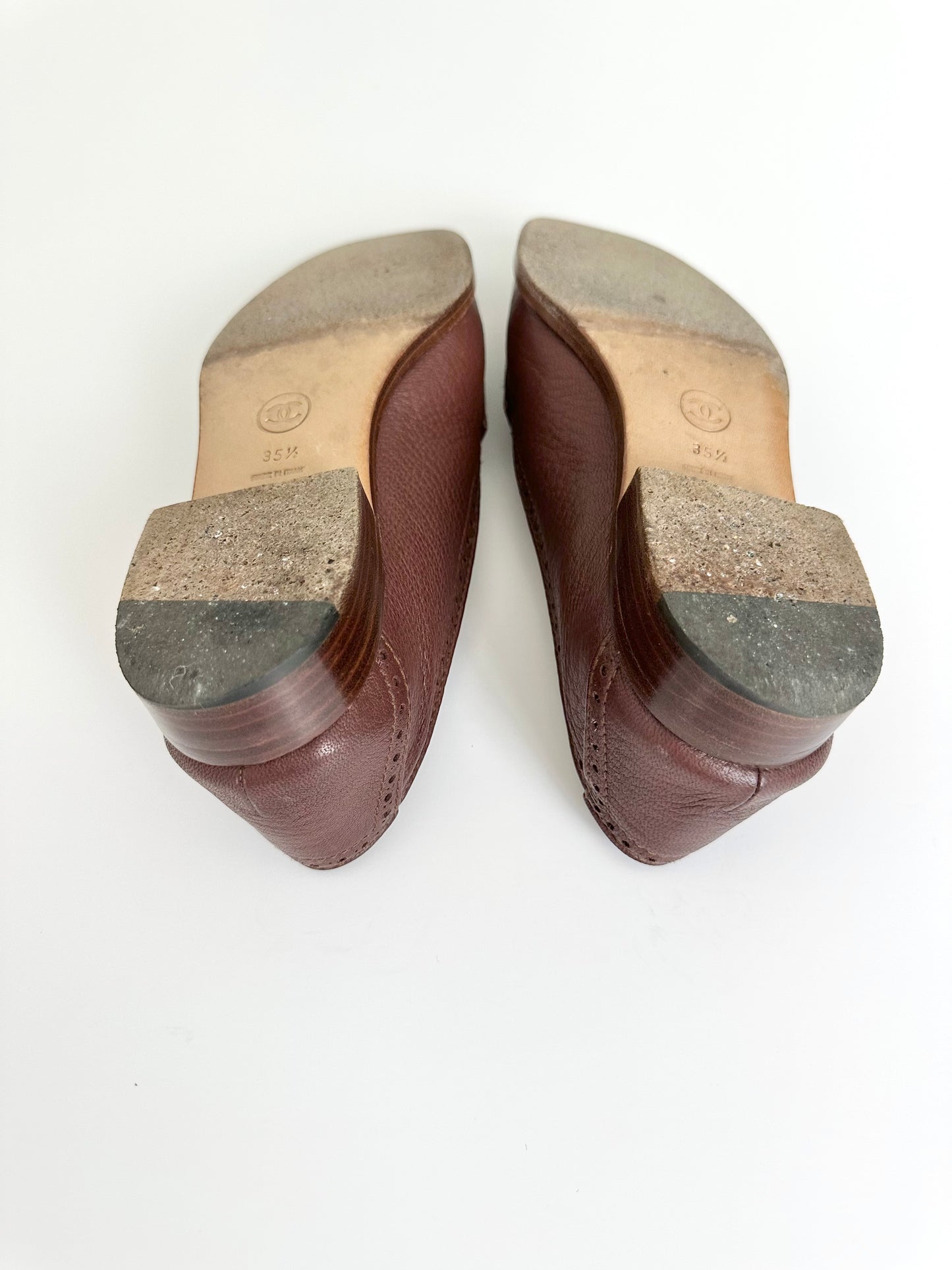 Chanel Brown Leather Loafers 35.5