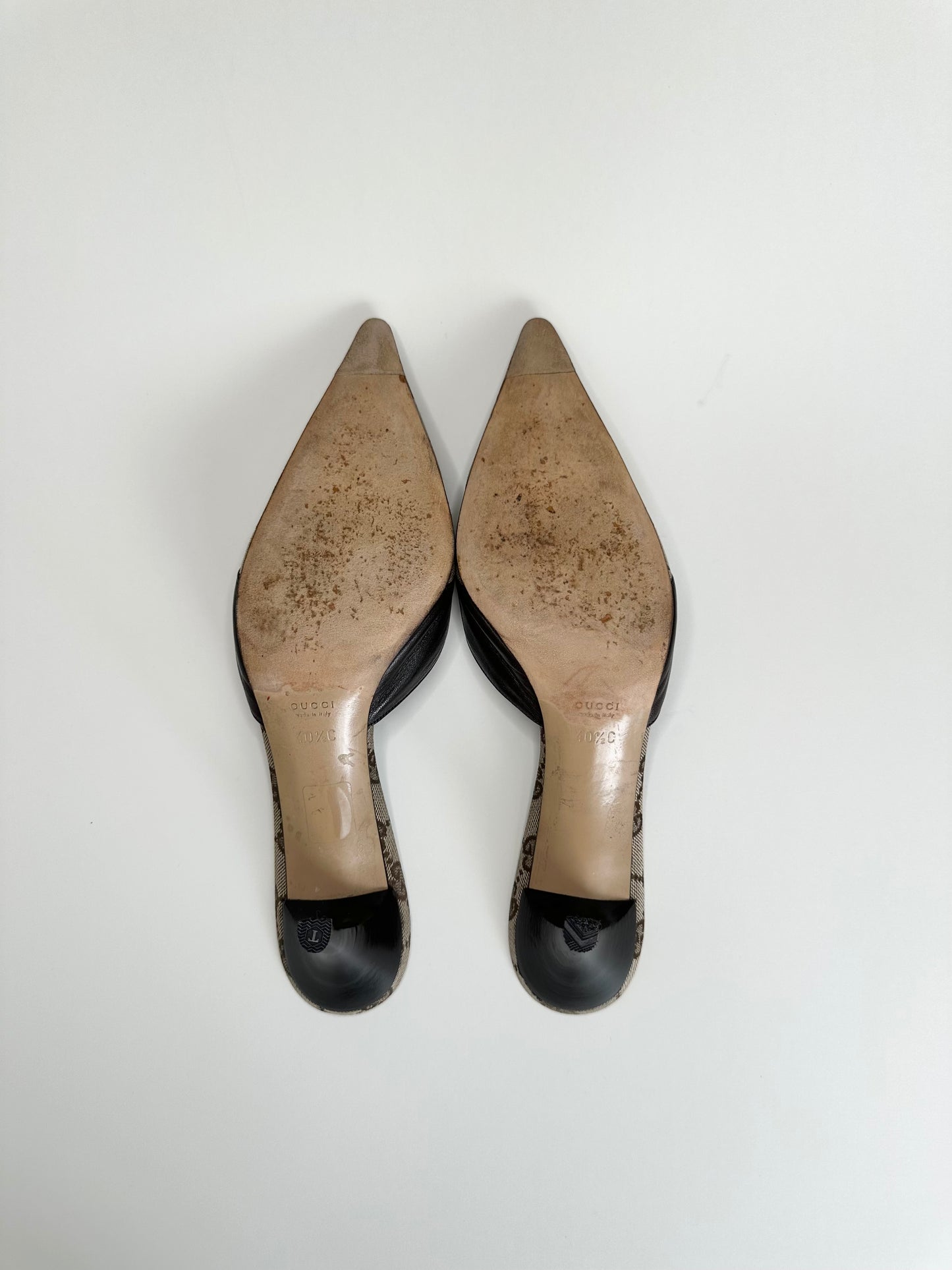 Gucci Monogram Brown Mules 40.5