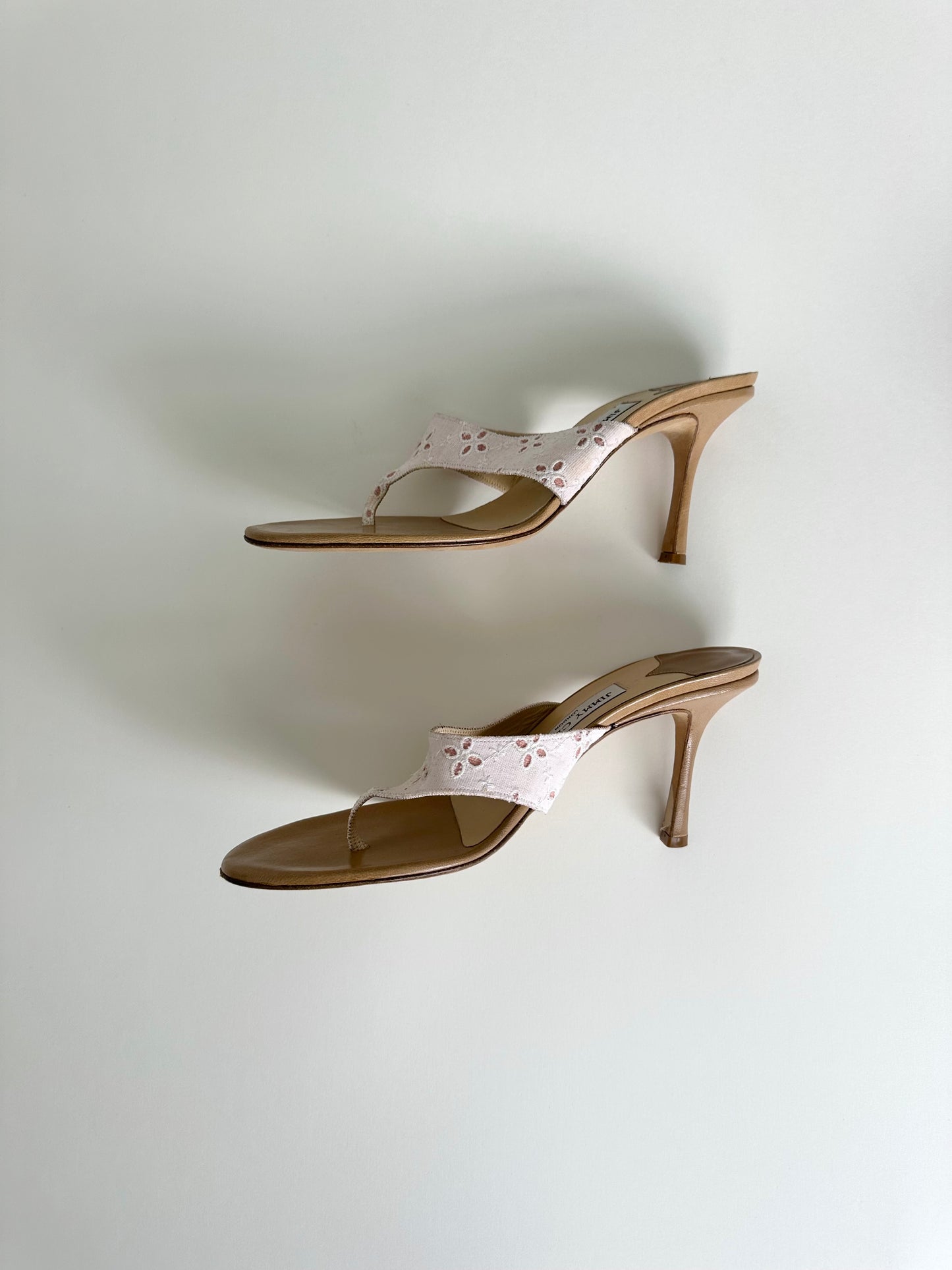 Jimmy Choo Pink Eyelet Thongs 39.5