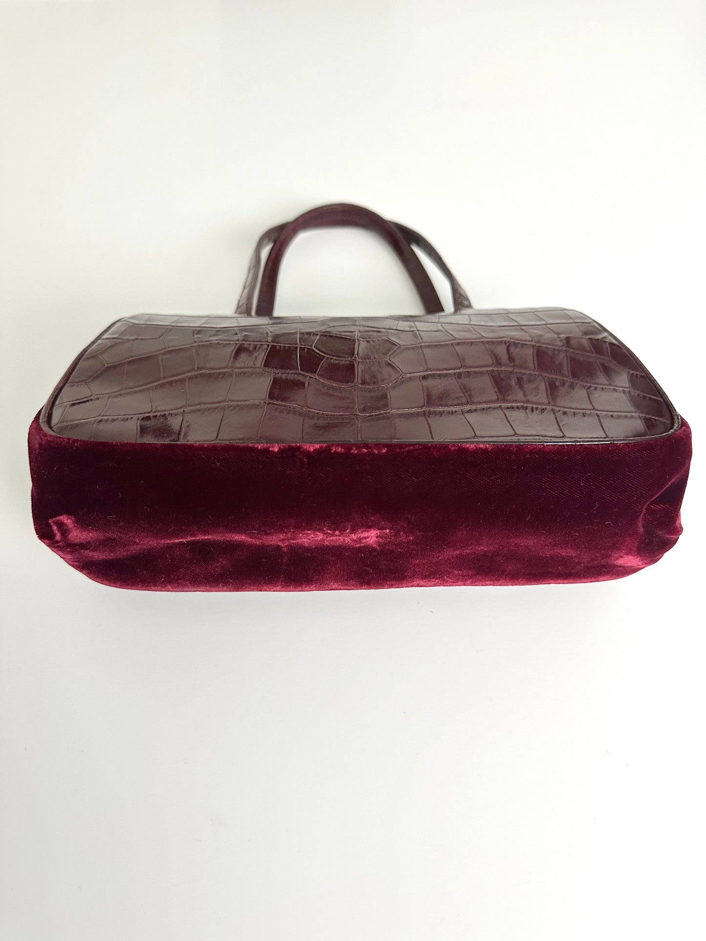 Prada Burgundy Croc Embossed Leather Bag