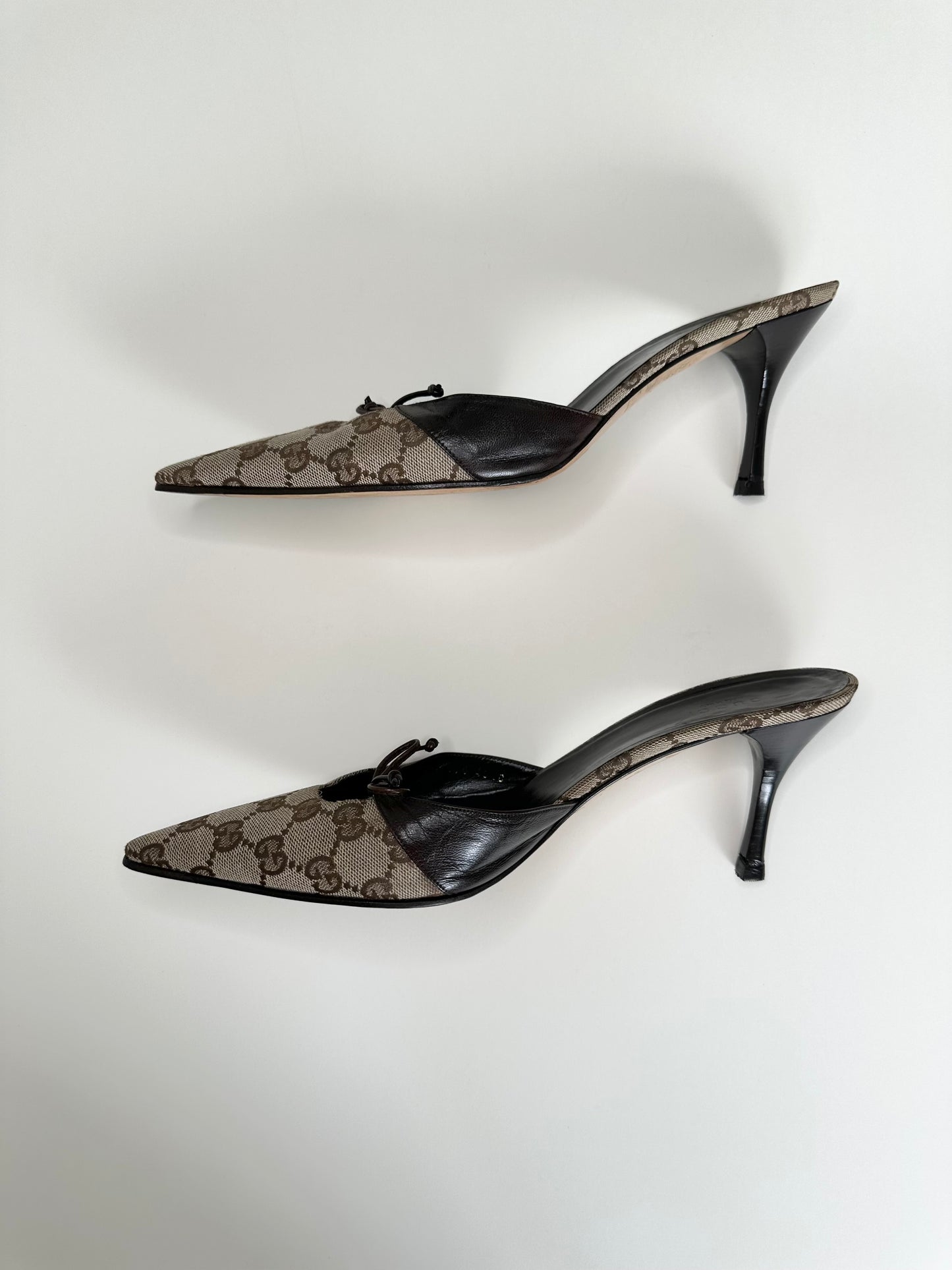 Gucci Monogram Brown Mules 40.5