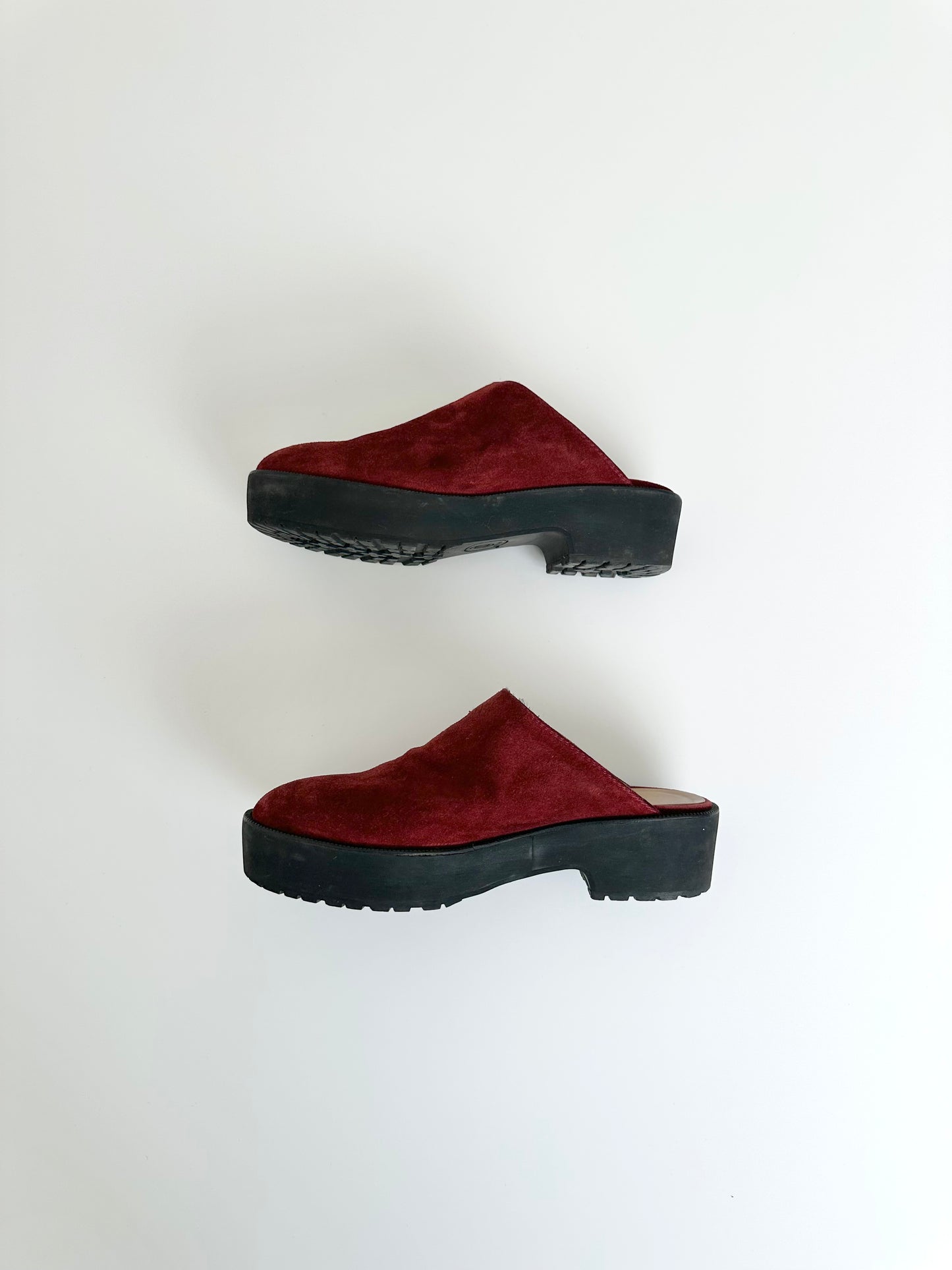 Chanel Red Suede Clogs 36