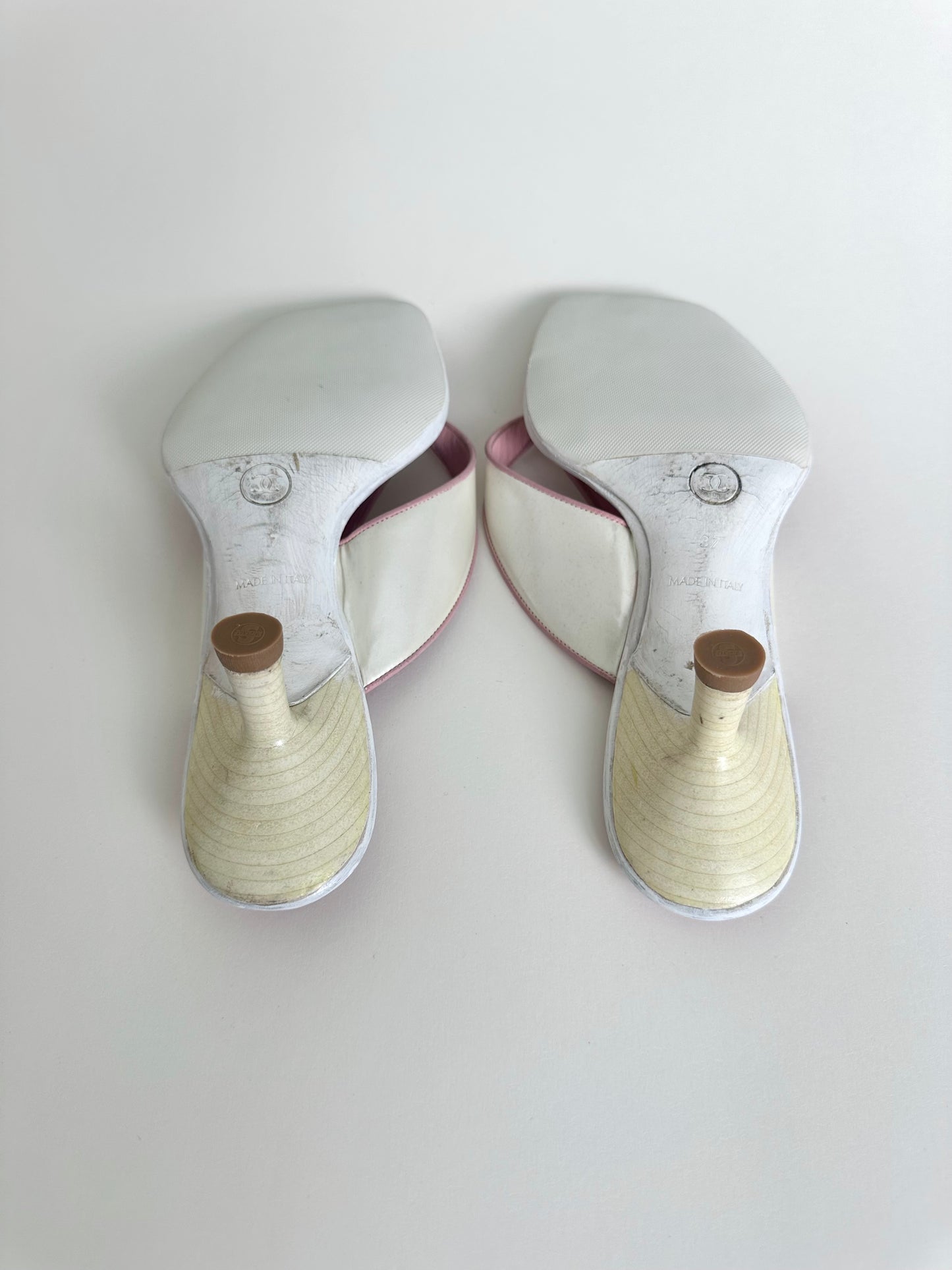 Chanel Pink Thong Sandal Heels 37