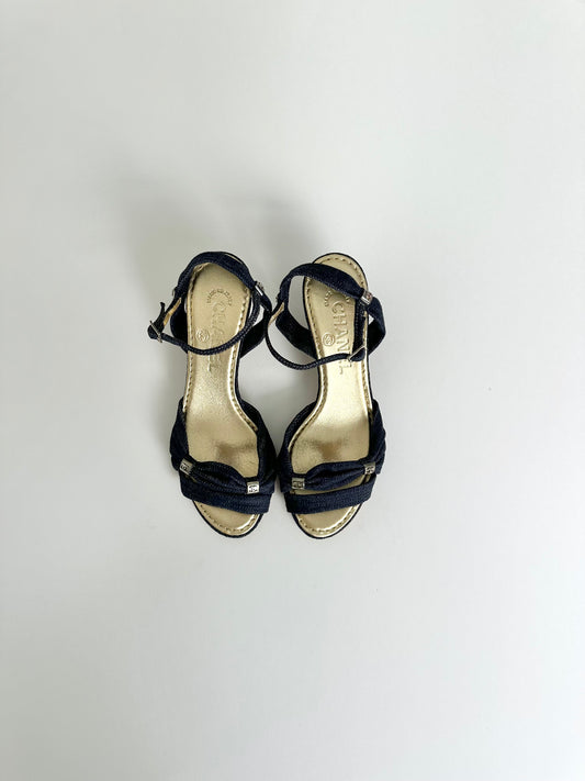 Chanel Denim Kitten Sandals 35