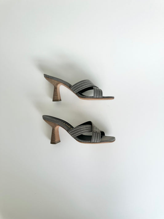 Chanel Denim Logo Sandals 36