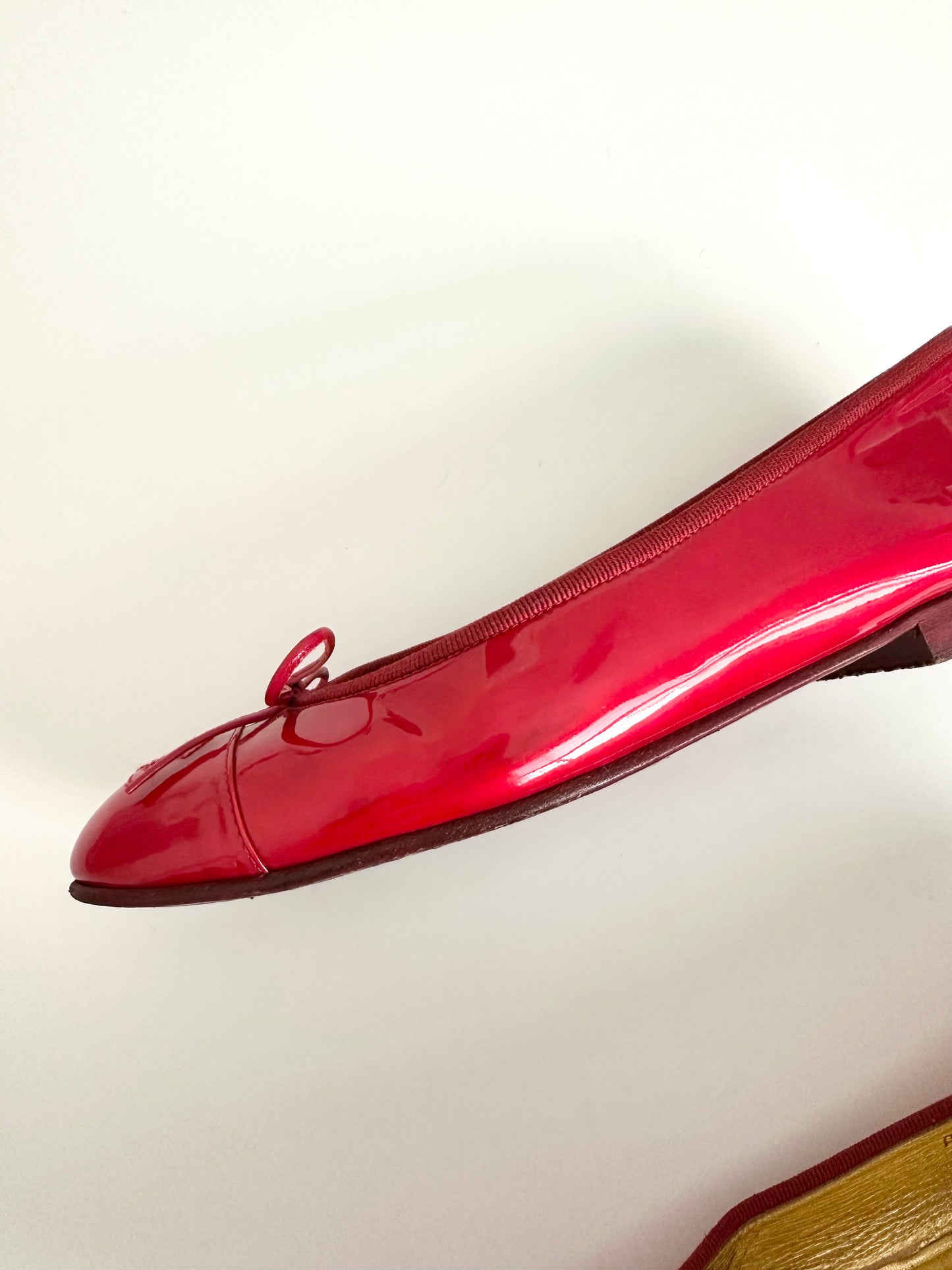 Chanel Red Patent Ballet Flats 37.5