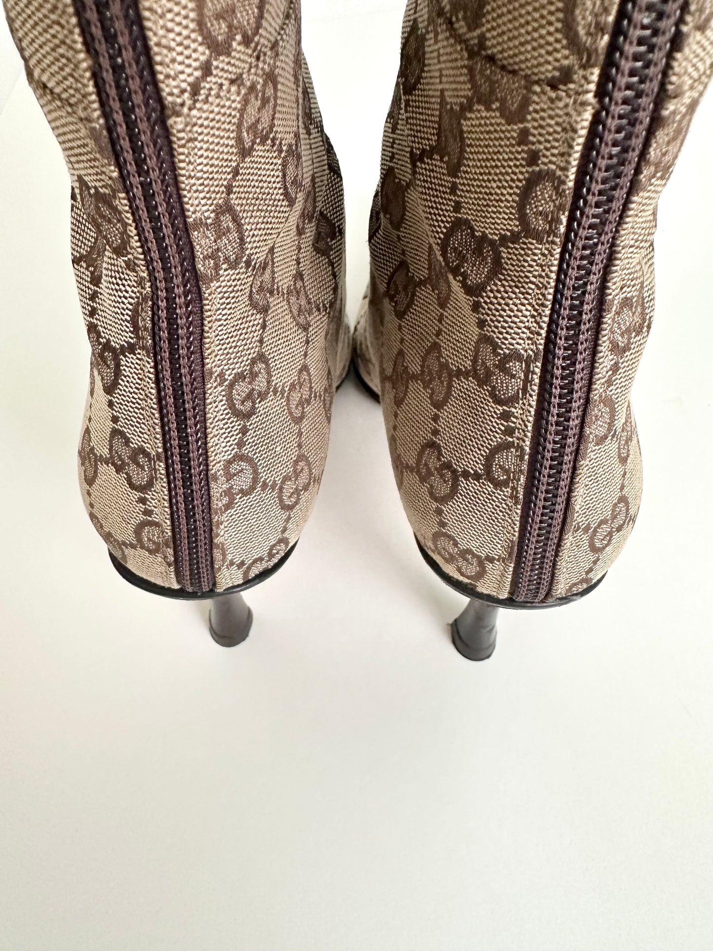 Gucci Beige Monogram Boots US 7.5