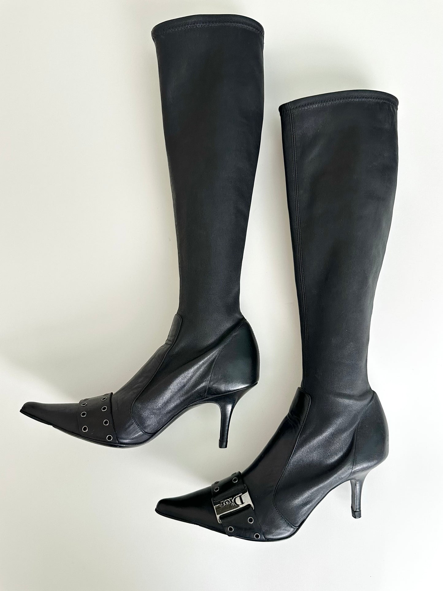 Dior Black Leather Sock Boots 36