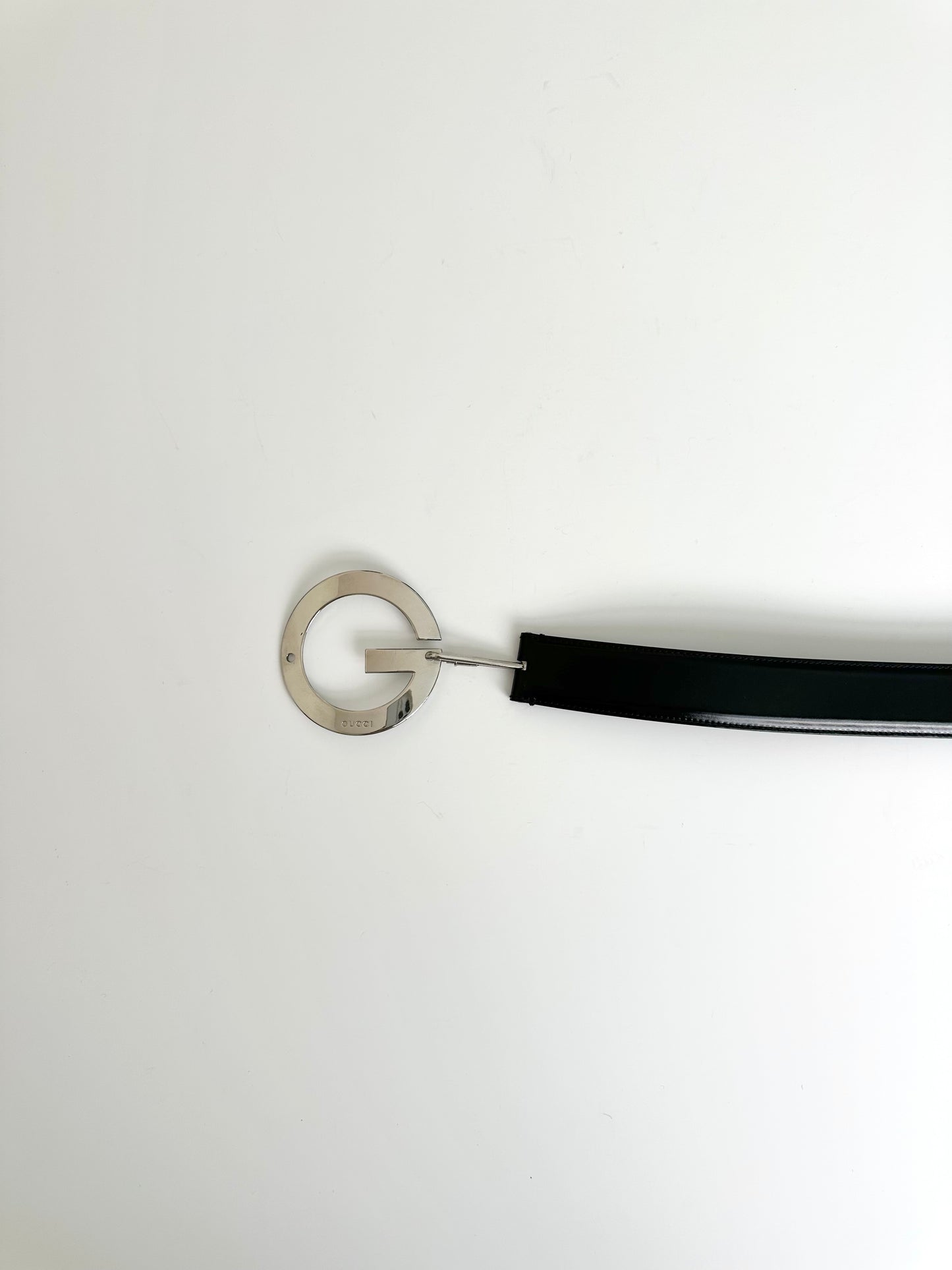 Gucci 1996 Black Leather Big G Belt 85
