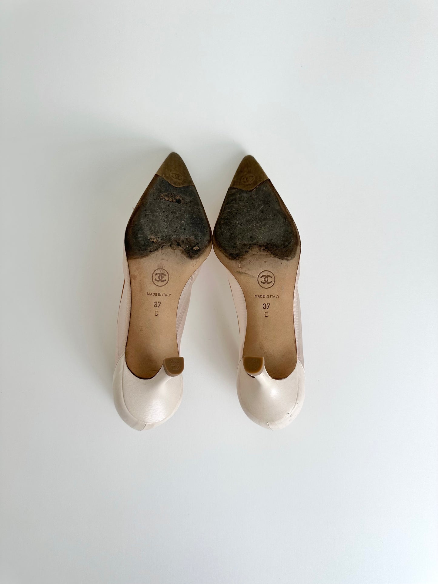 Chanel Light Pink Mesh Pumps 37