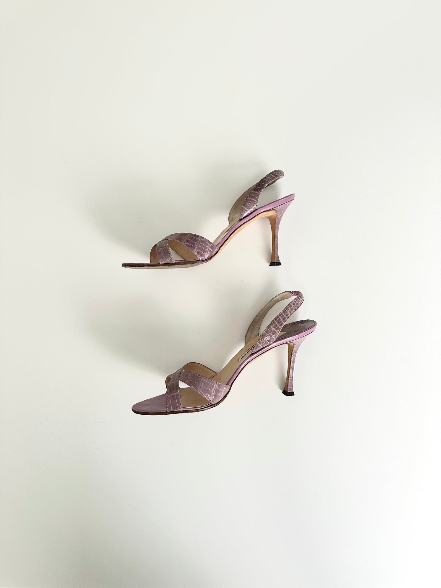 Manolo Blahnik Purple Croc Callasli Slingback 41