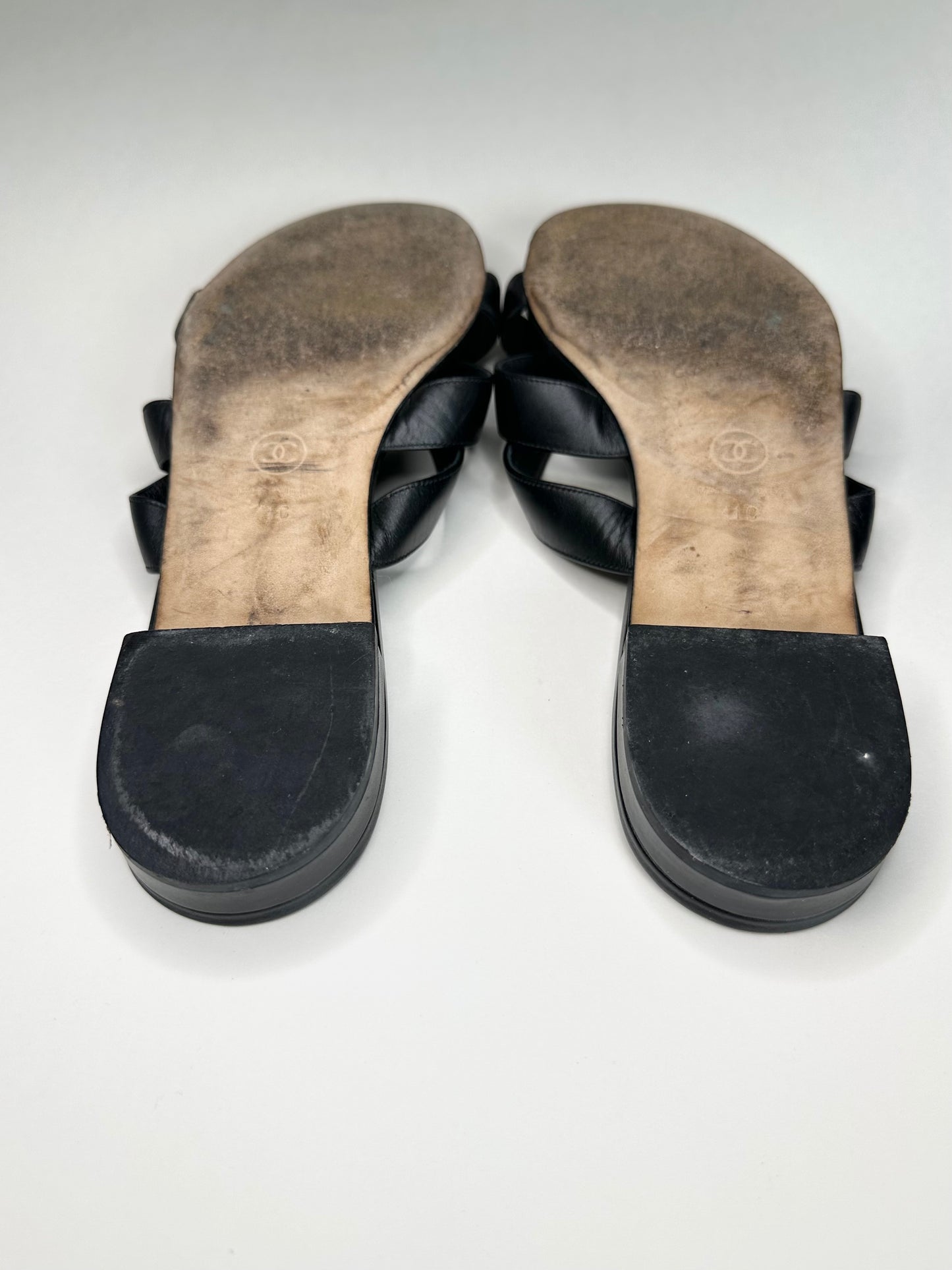 Chanel Black Turnlock Sandals 41