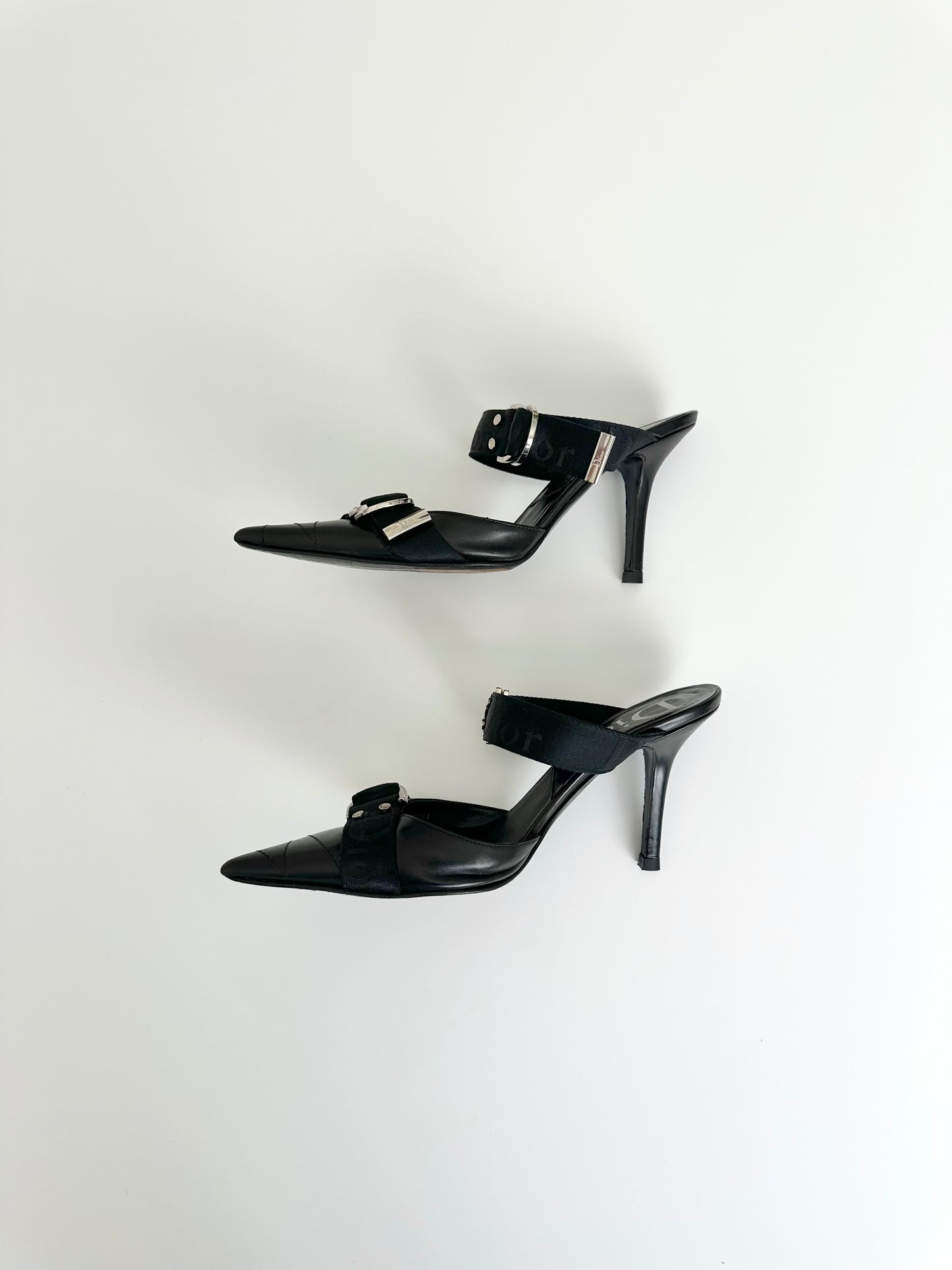 Dior Black Bondage Strap Mules 38