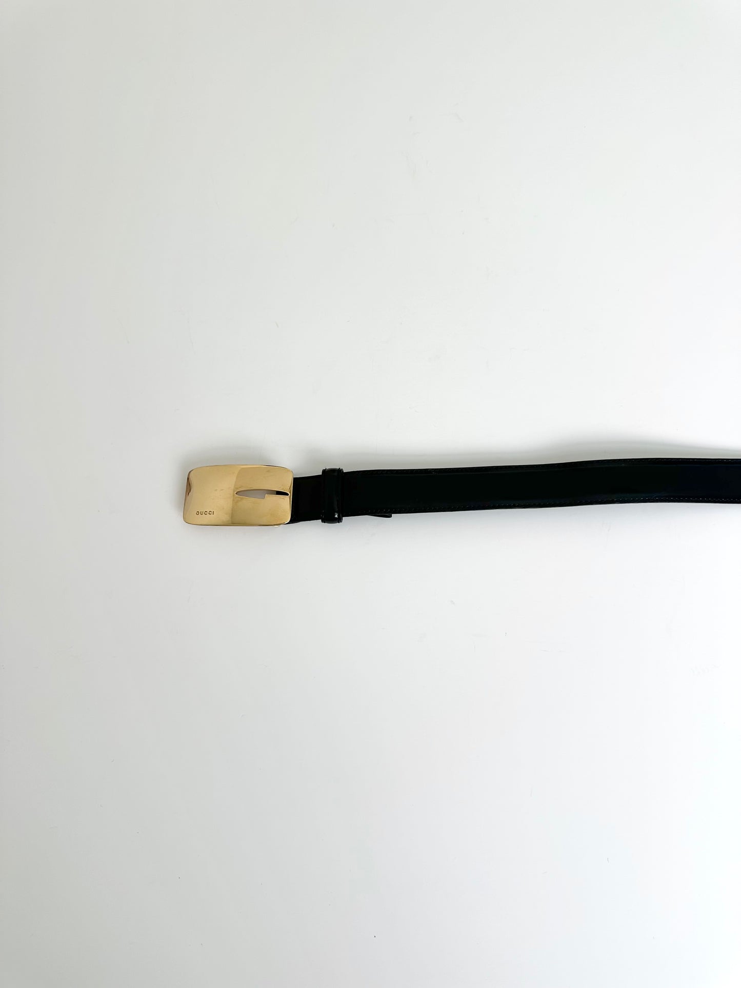 Gucci Patent Leather Gold G Belt 75