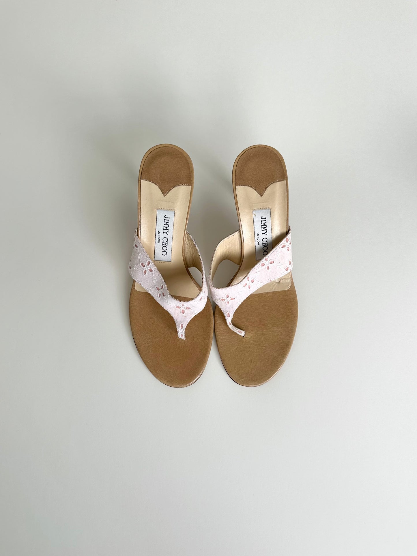 Jimmy Choo Pink Eyelet Thongs 39.5