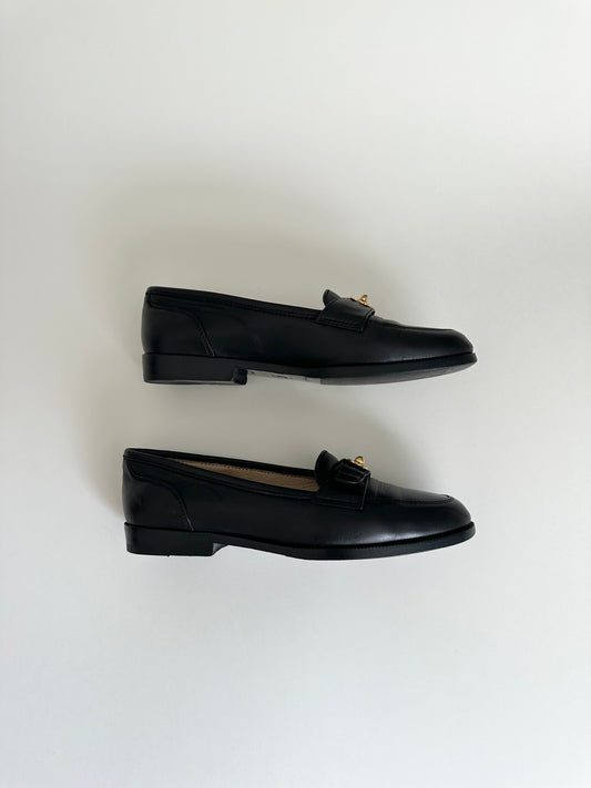 Chanel Black Turnlock Loafers 36.5