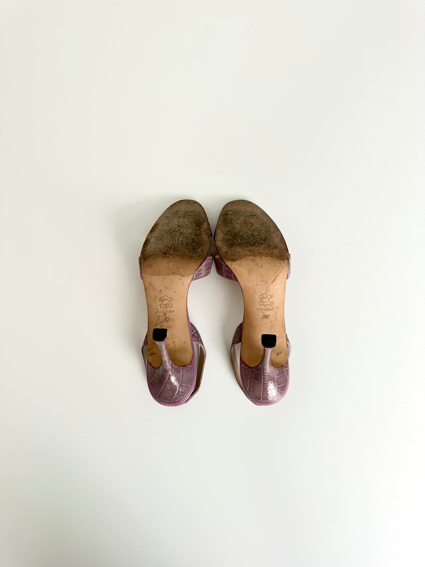 Manolo Blahnik Purple Croc Callasli Slingback 41