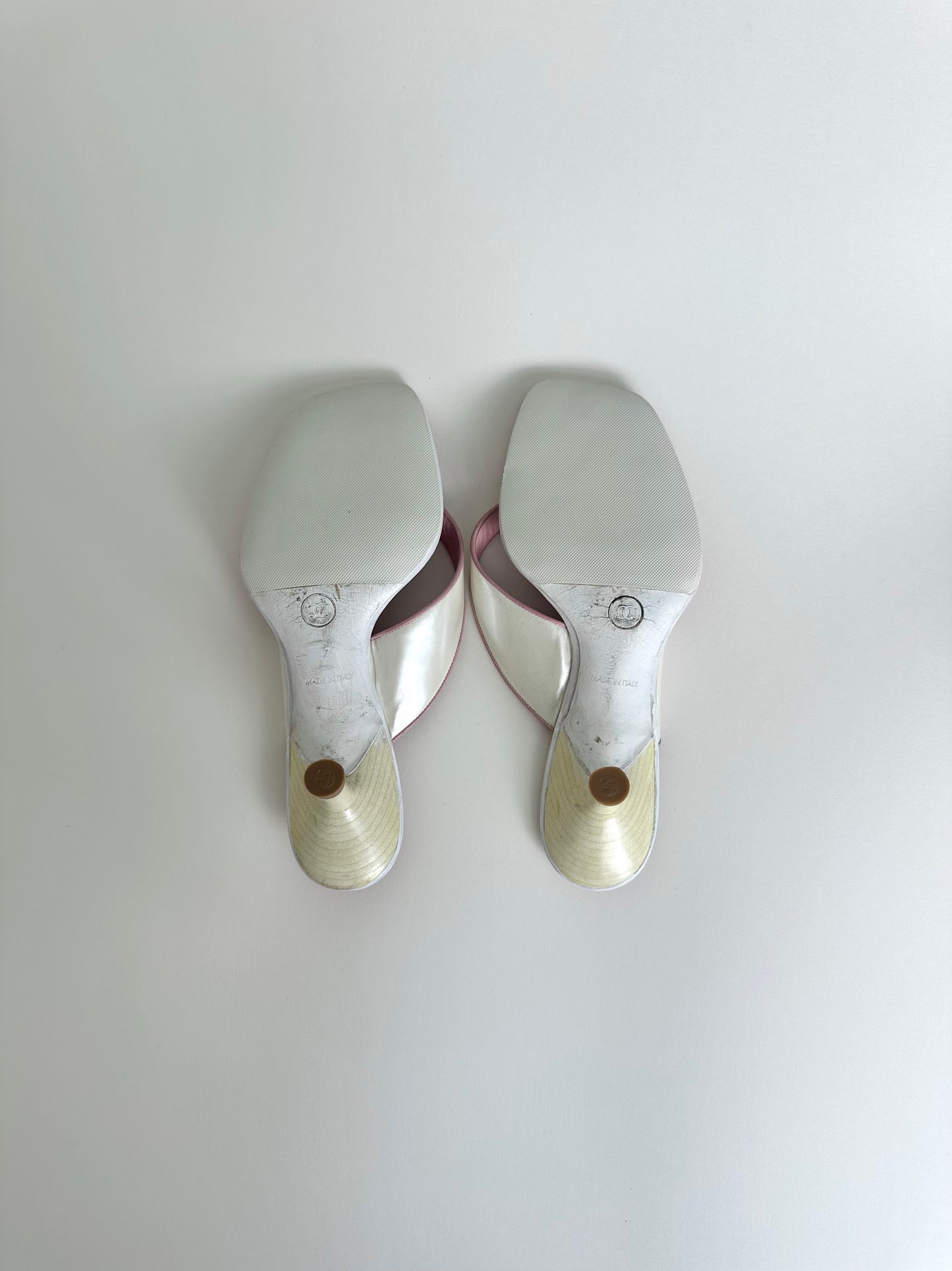 Chanel Pink Thong Sandal Heels 37