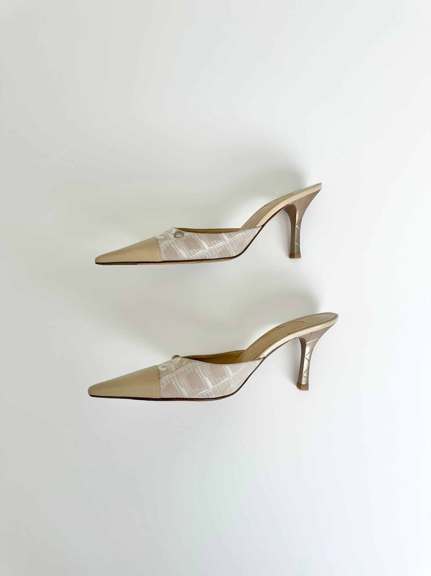 Chanel Beige Canvas Travel Line Mules 41