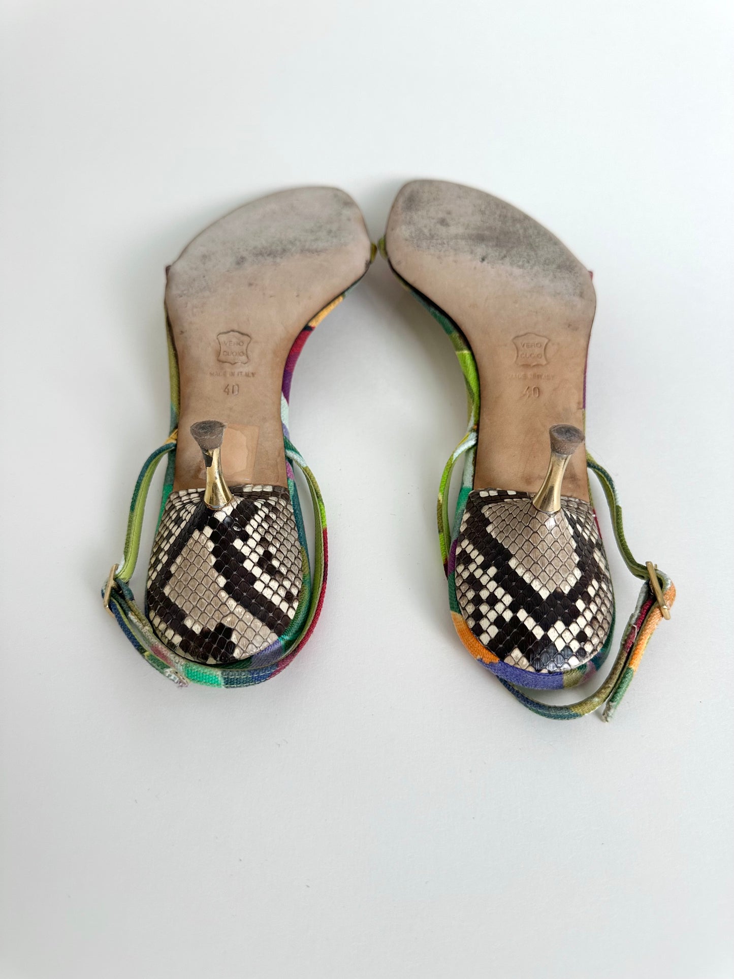 Moschino Multicolor Snakeskin Sandals 40