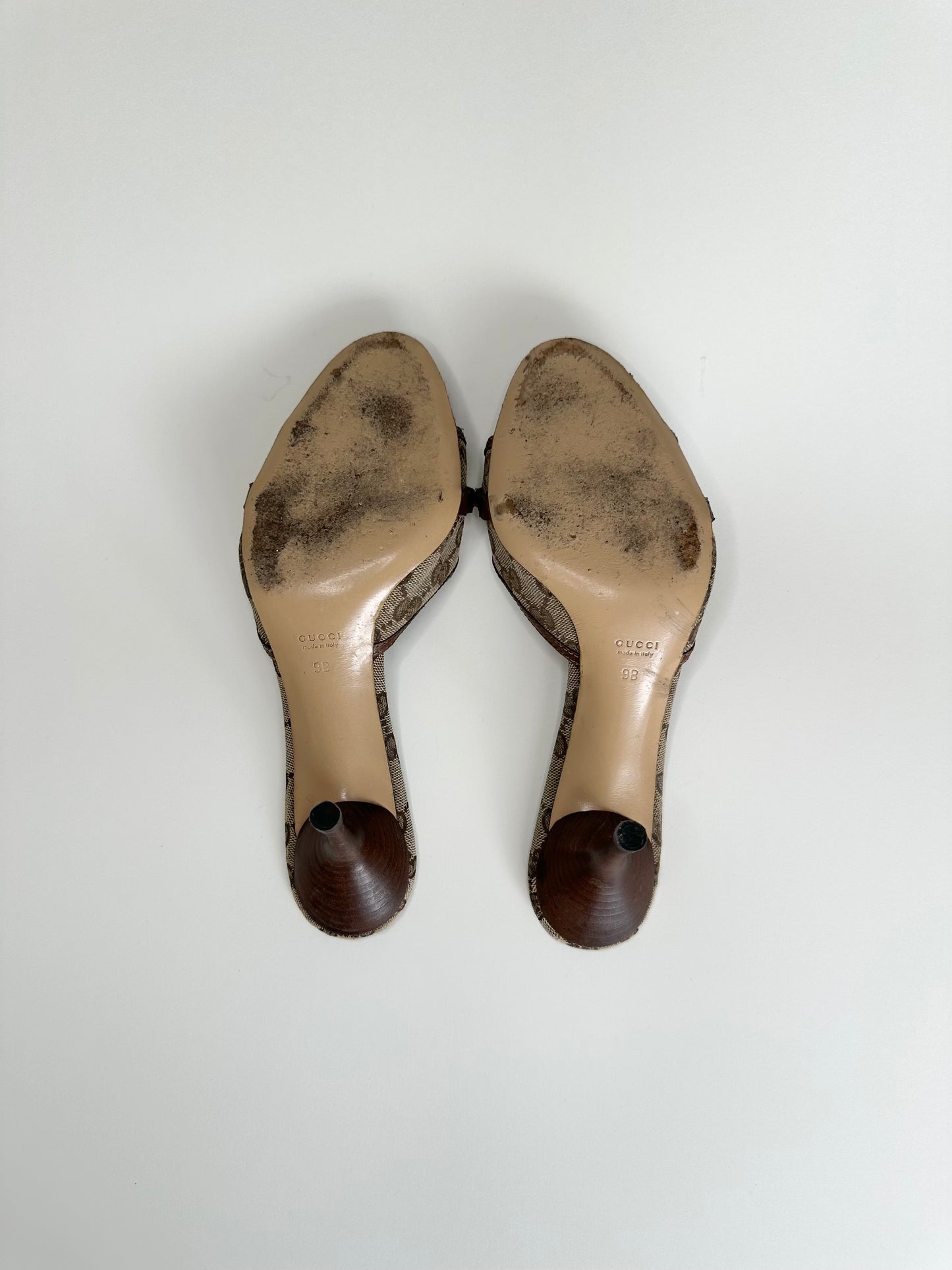 Gucci Monogram Bamboo Horsebit Sandals US 9