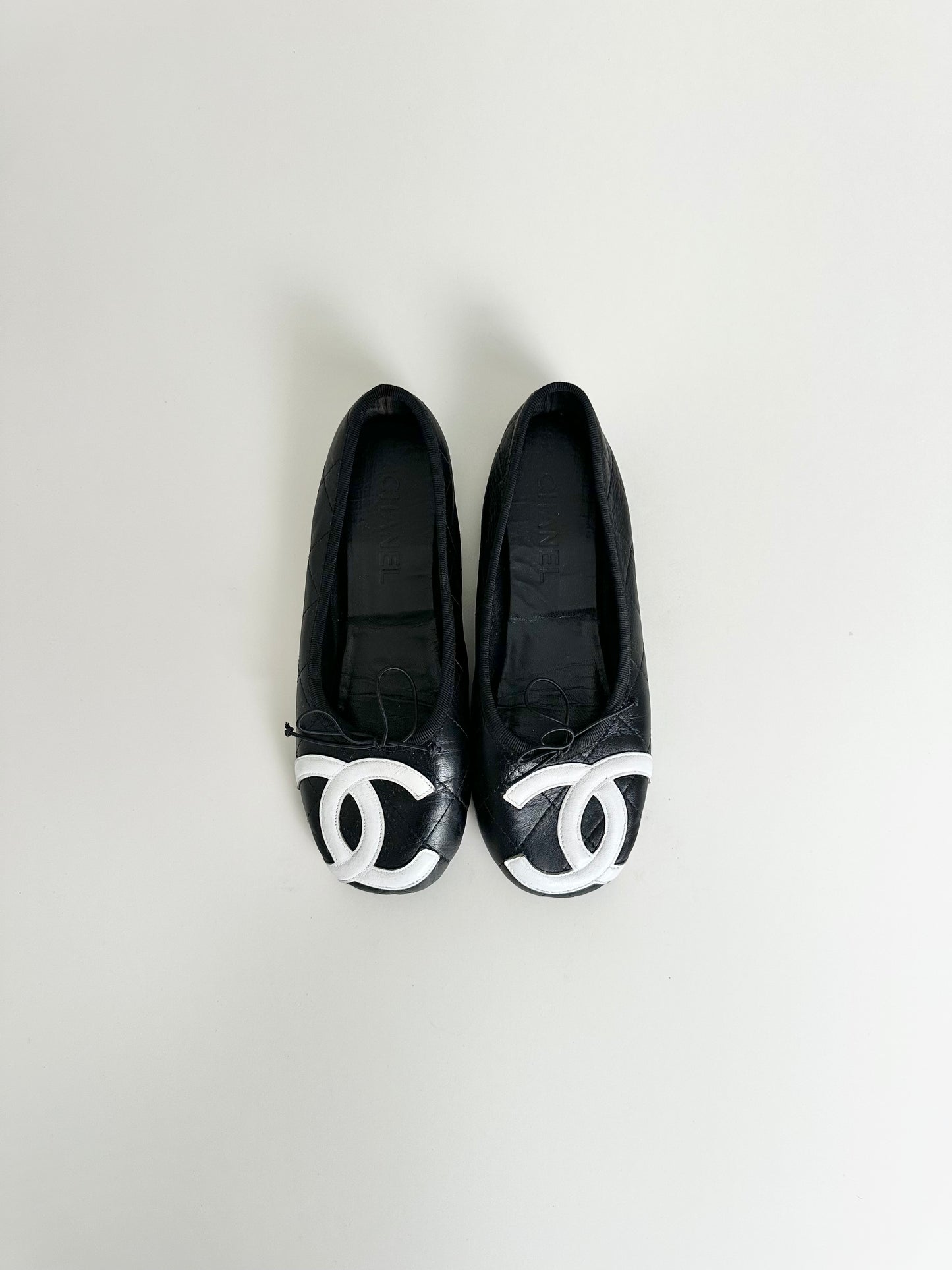 Chanel Black Cambon Flats 37
