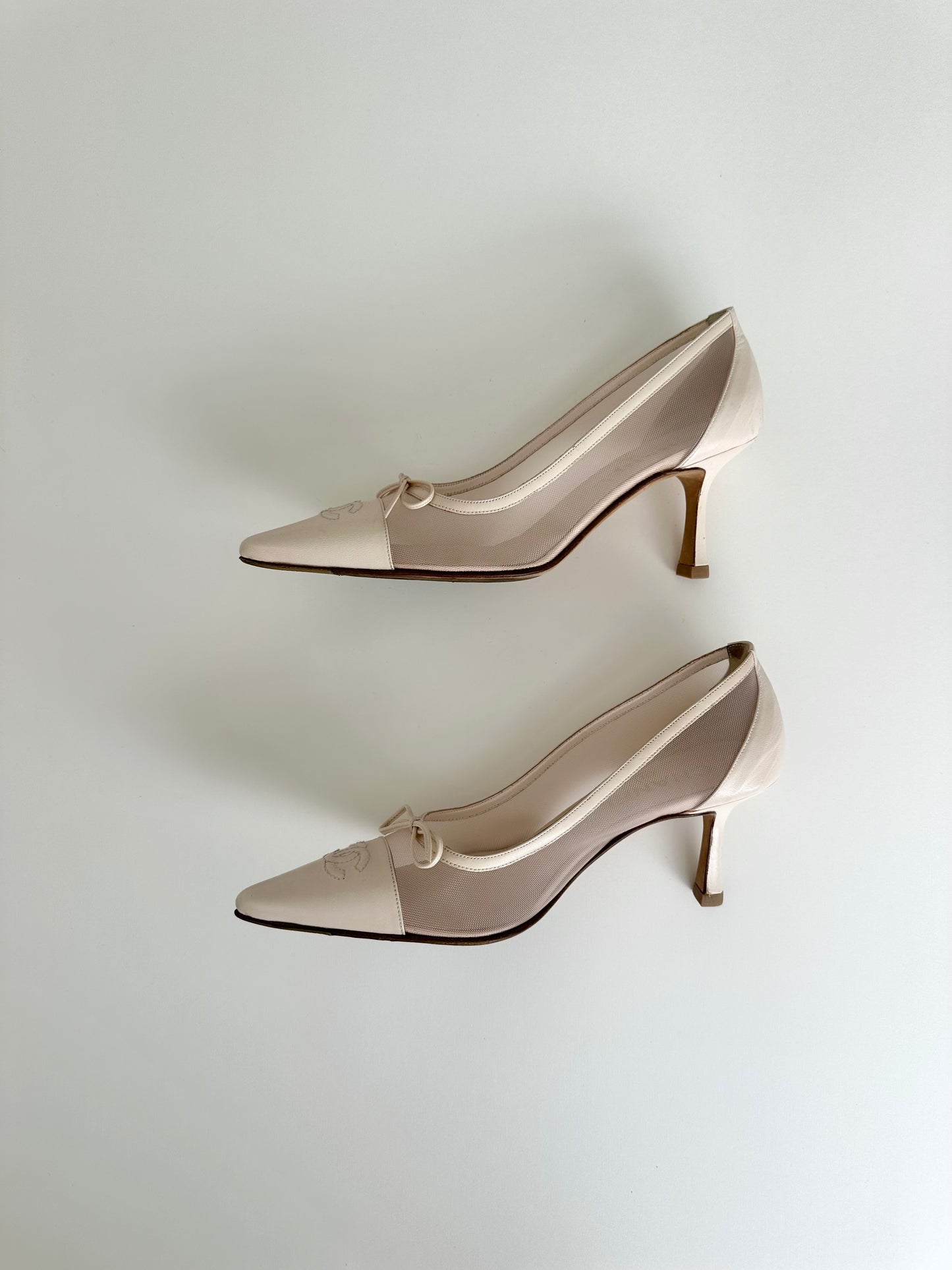 Chanel Light Pink Mesh Pumps 37
