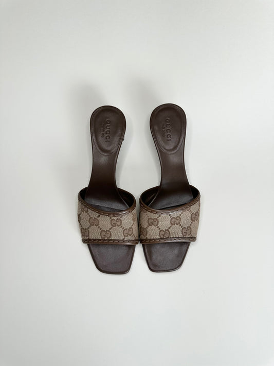 Gucci Monogram Flat Sandals 35