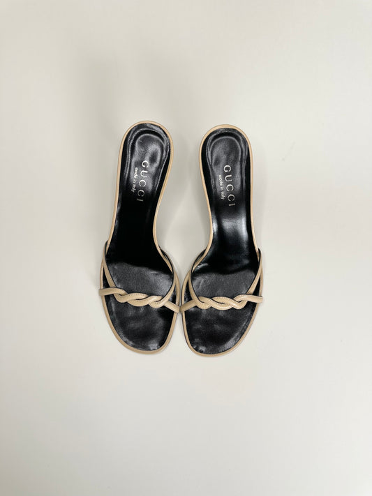 Gucci Beige Braided Strap Sandals 37.5