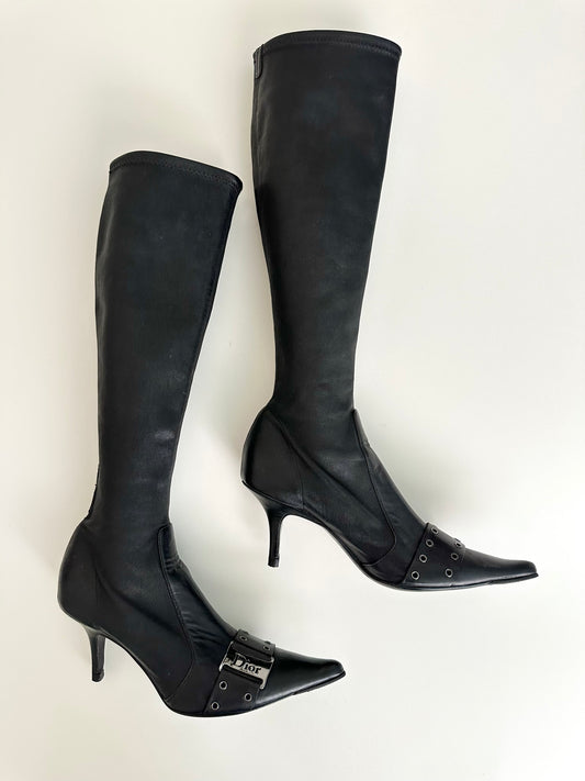 Dior Black Leather Sock Boots 36