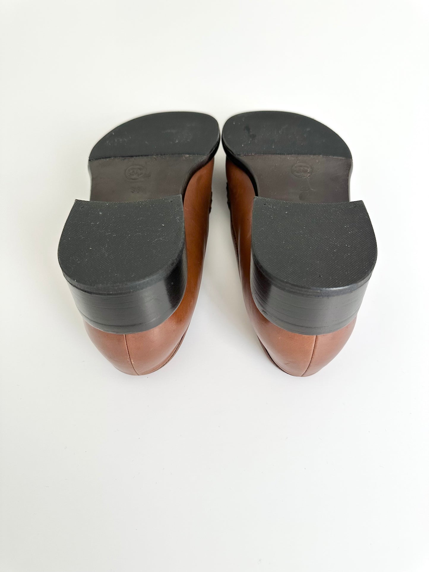 Chanel Light Brown Leather Loafers 38
