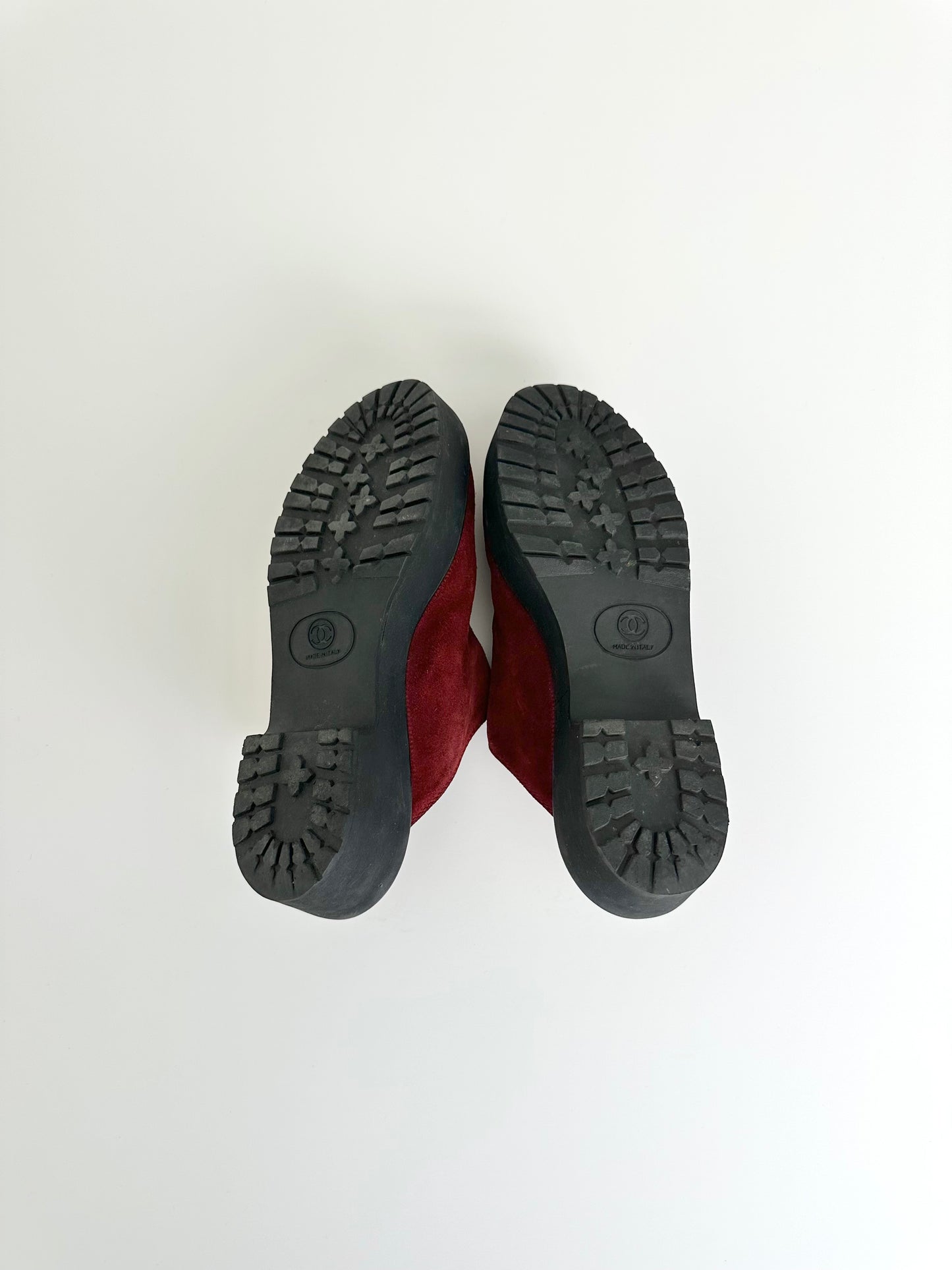 Chanel Red Suede Clogs 36